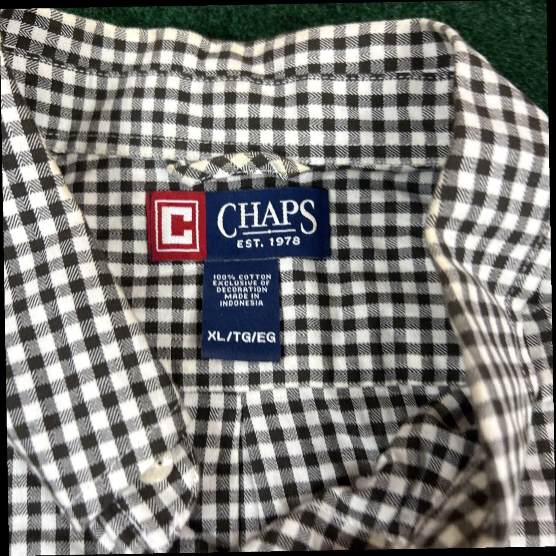 Chaps CHAPS Men's Button Down Shirt XL Long Sleeve Brown White Checkered Size US XL / EU 56 / 4 - 4 Thumbnail
