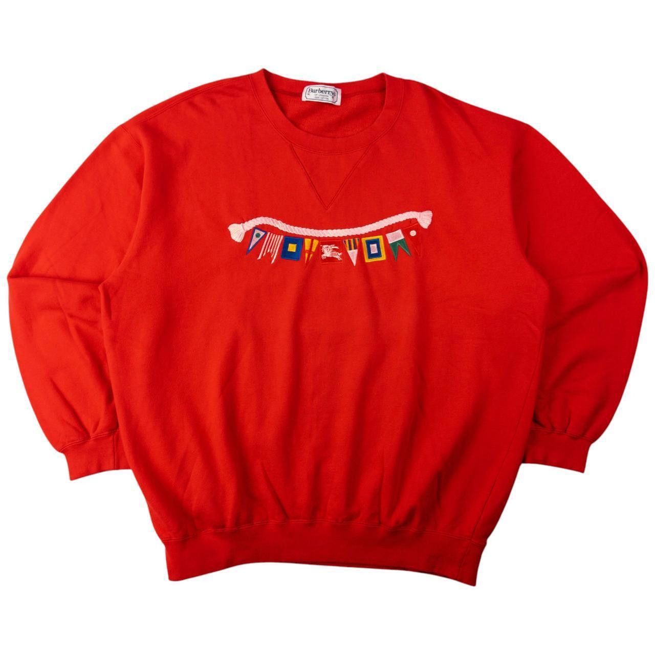 Burberry Vintage Burberry Embroidered Flag Sweatshirt Size XL Size US XL / EU 56 / 4 - 1 Thumbnail