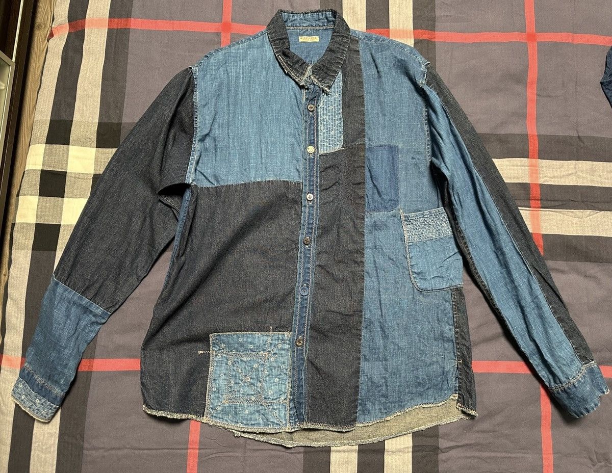 Kapital KAPITAL indigo sashiko patchwork denim shirt Size US M / EU 48-50 / 2 - 1 Thumbnail