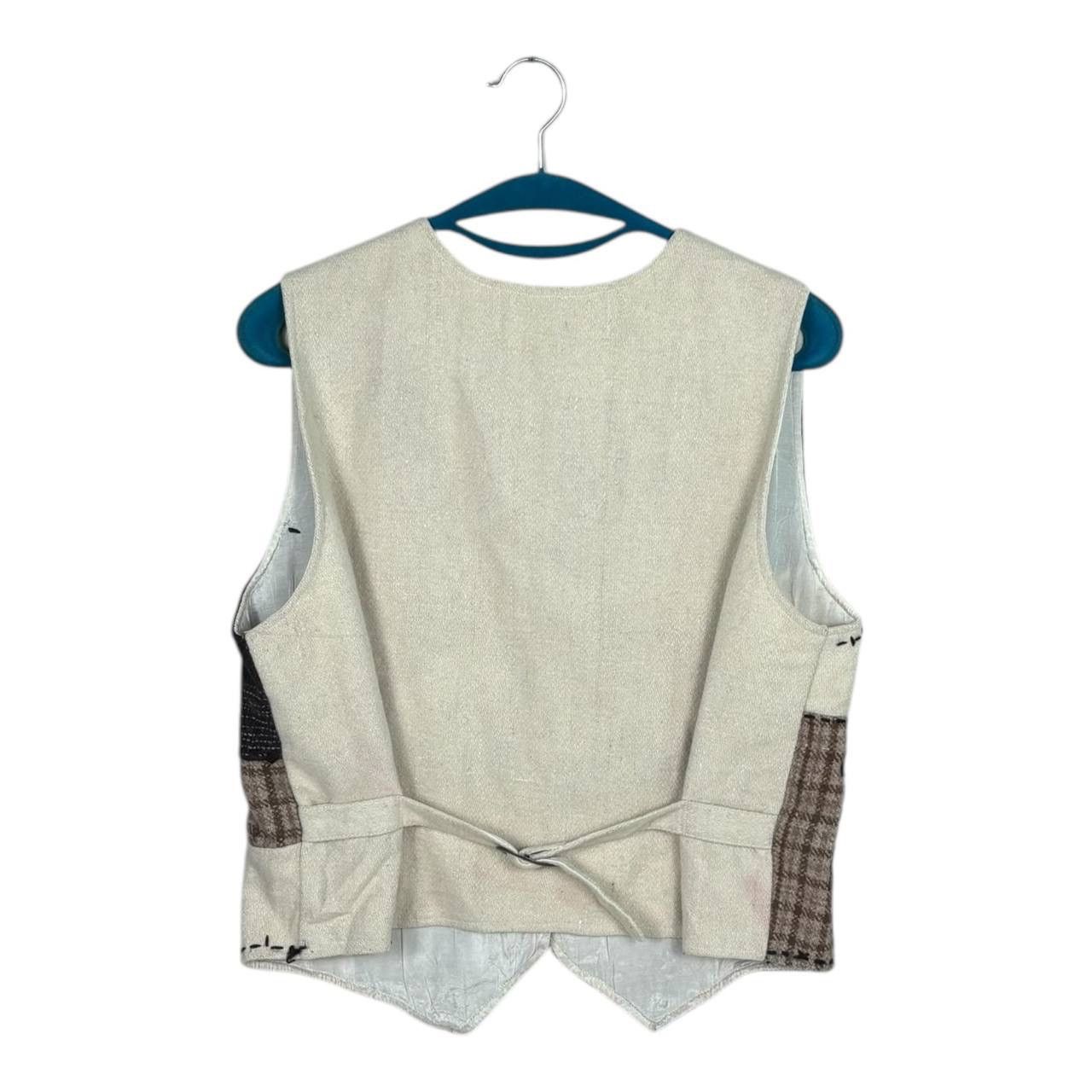 Handmade Vintage HYPE Patchwork Wool Vest L 90s Boho Art to Wear VG Size US L / EU 52-54 / 3 - 2 Thumbnail