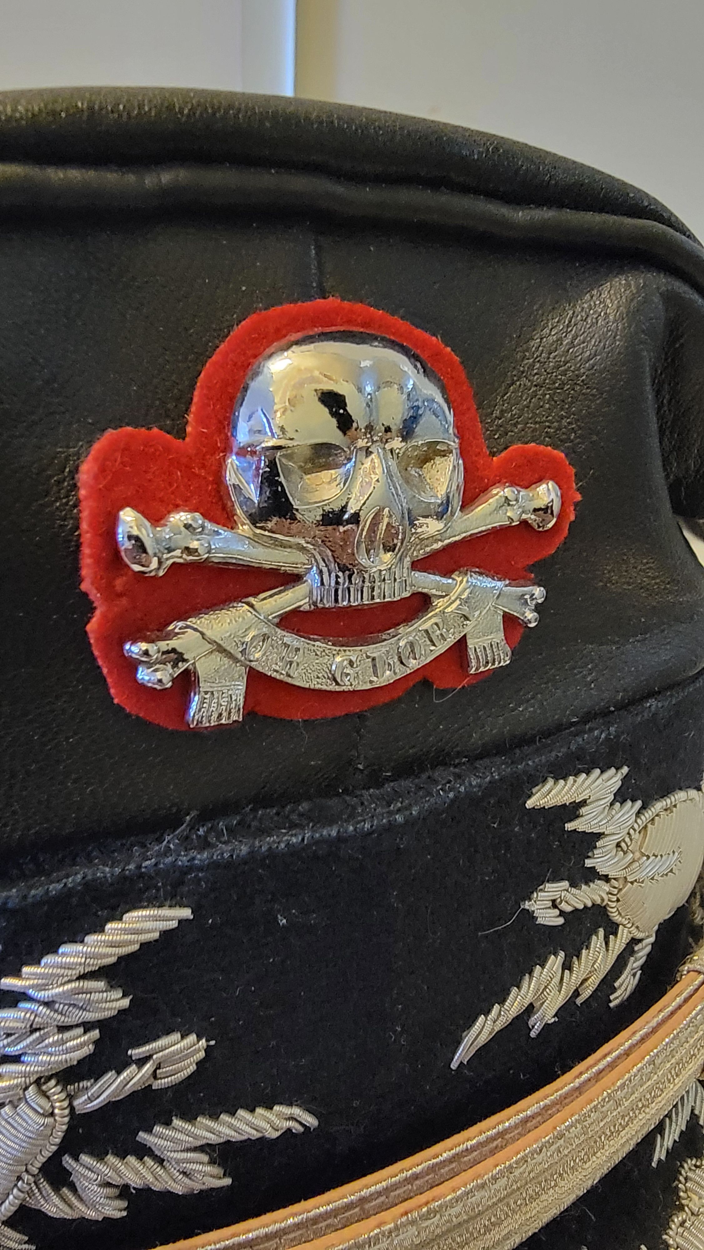 Other Black leather military style cap with skull & crossbones Size ONE SIZE - 6 Thumbnail