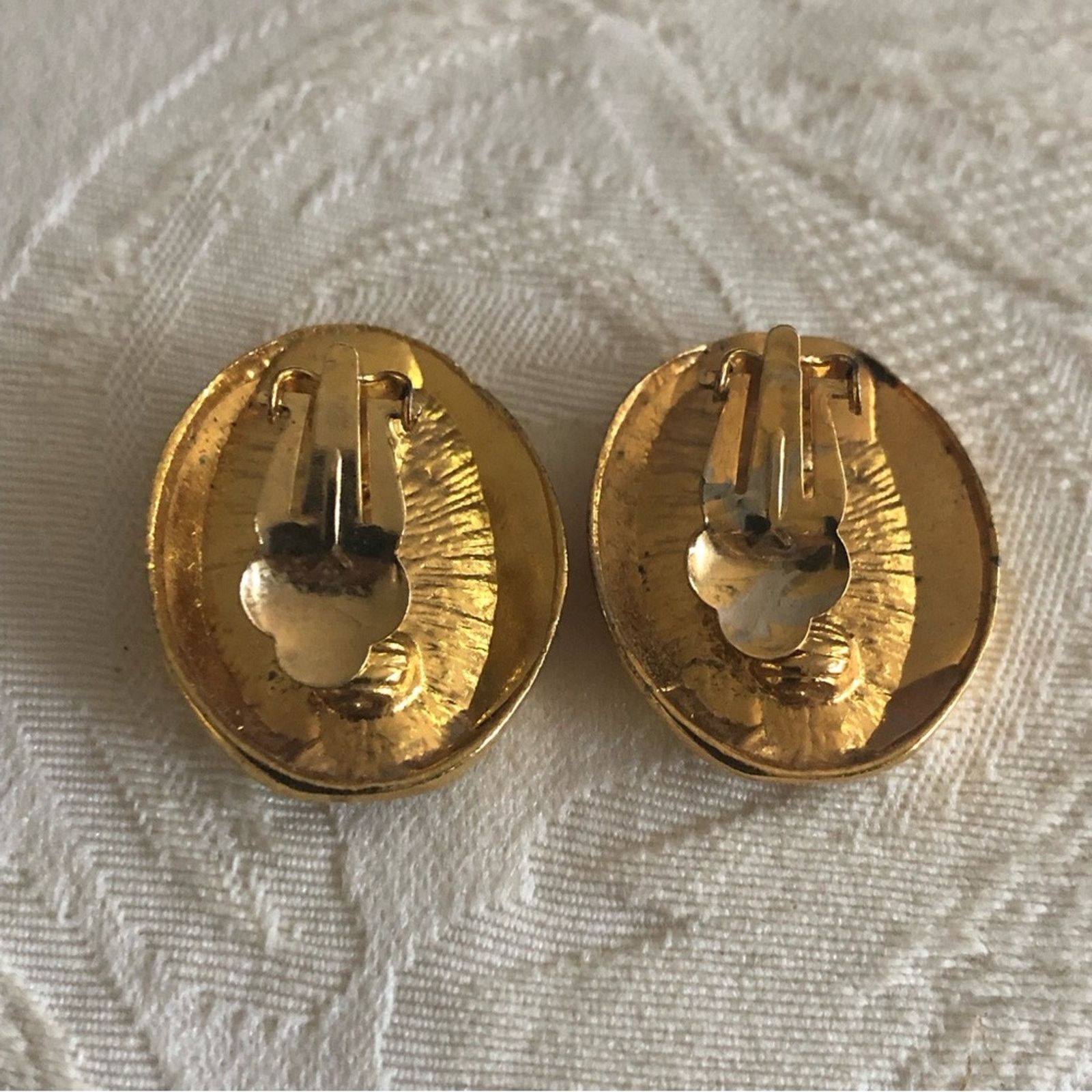 Vintage Vintage 70s oval gold plated clip on earrings Size ONE SIZE - 4 Thumbnail