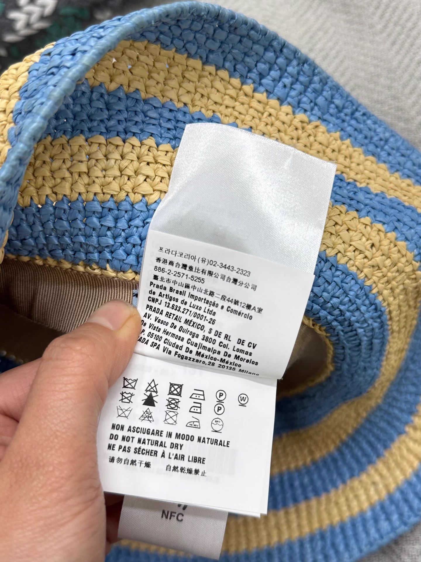 Prada Prada blue stripe straw fisherman hat S new Size ONE SIZE - 7 Thumbnail