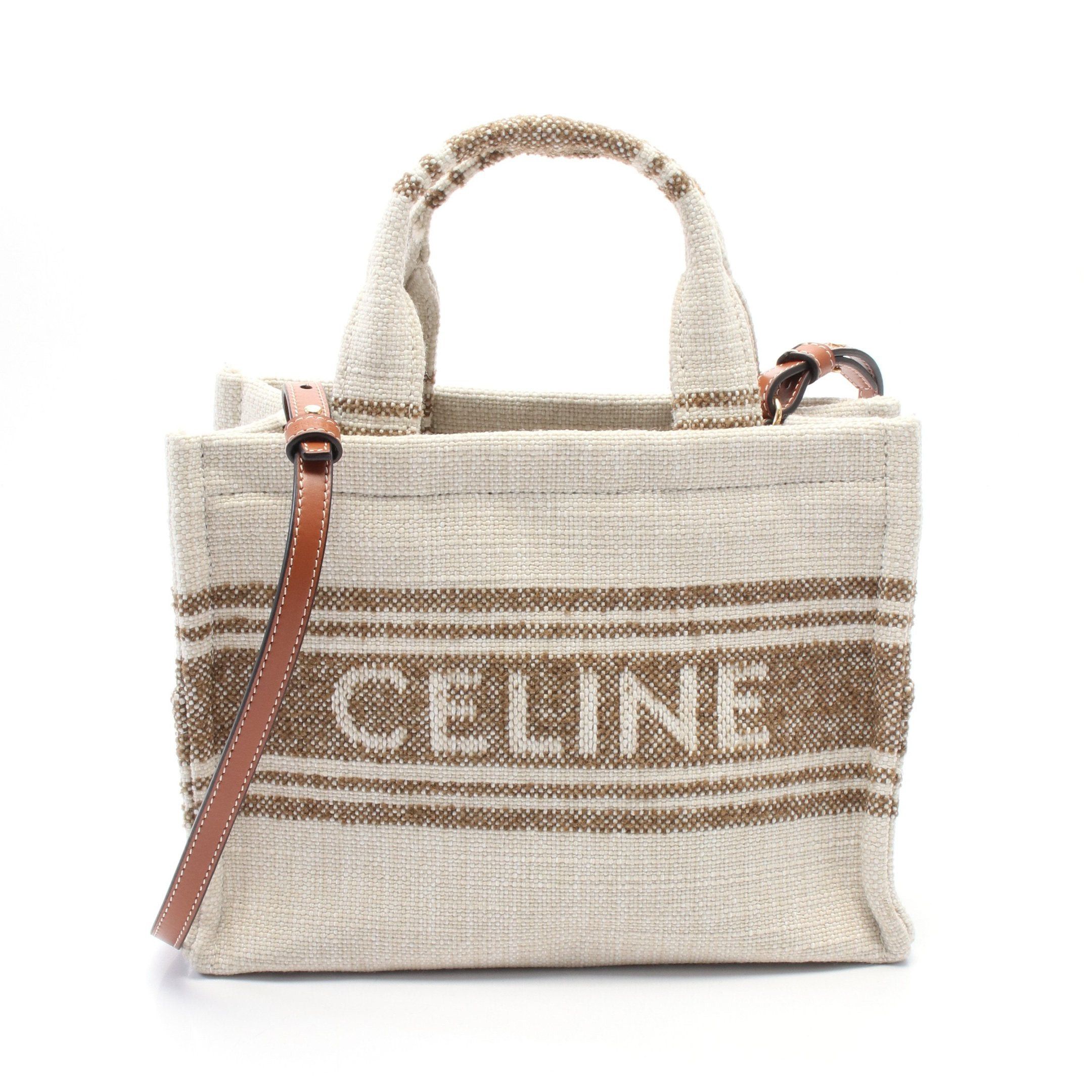 Celine Celine Small Cabas Hippopotamus Thais Handbag Canvas Beige Brown Size ONE SIZE - 1 Thumbnail