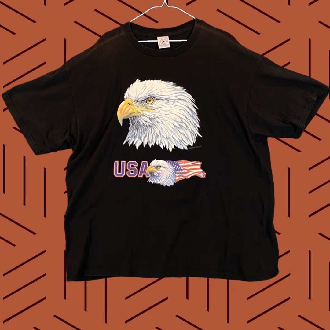 Delta VINTAGE Eagle Shirt Mens 2XL Black Tee Short Sleeve USA United States Outdoors American Size US XXL / EU 58 / 5 - 1 Thumbnail