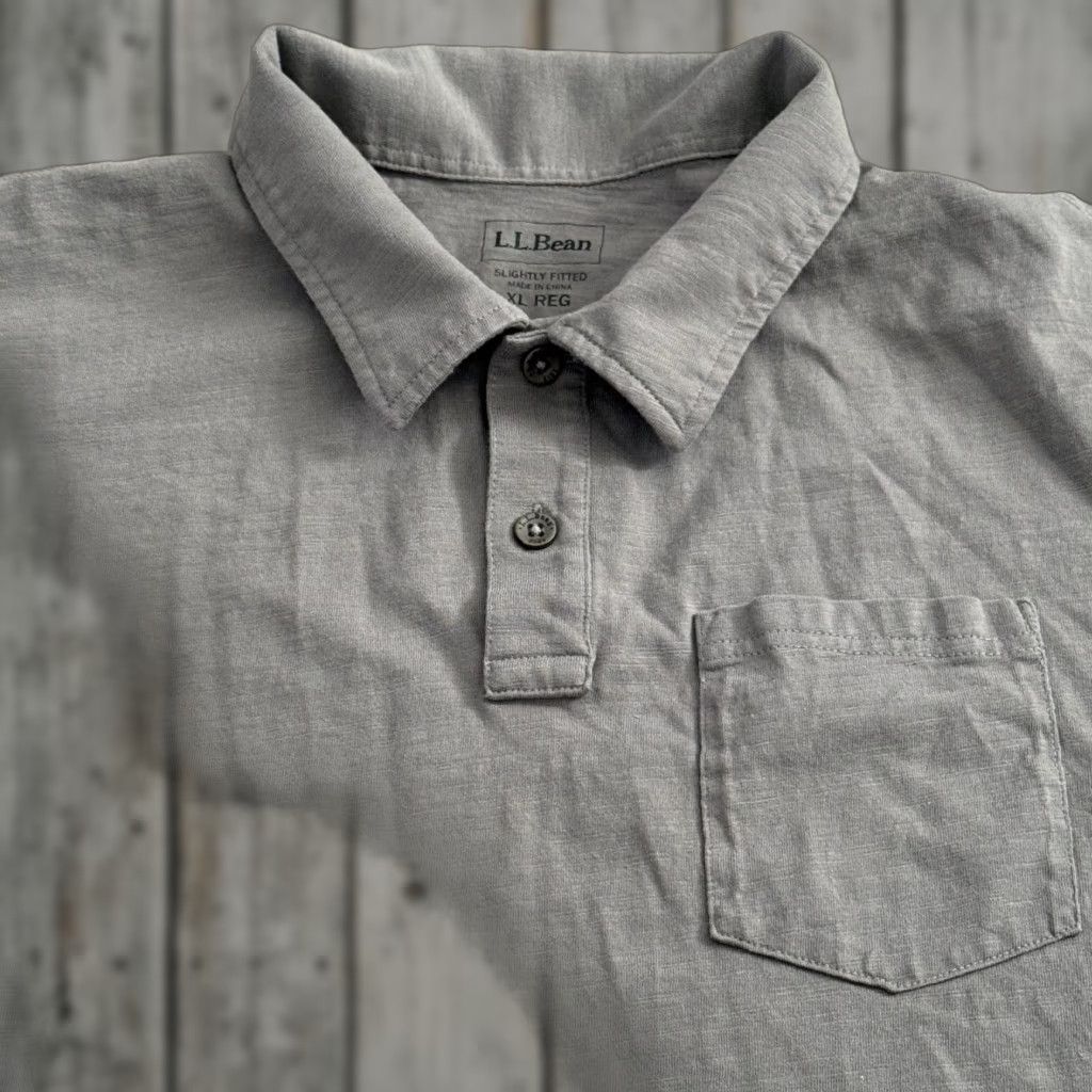 Vintage L.L. Bean Polo Shirt Mens XL Gray 100% Cotton Slightly Fitted Short Sleeve Collared Logo Classic Shirt Polo M/L Size US XL / EU 56 / 4 - 1 Thumbnail