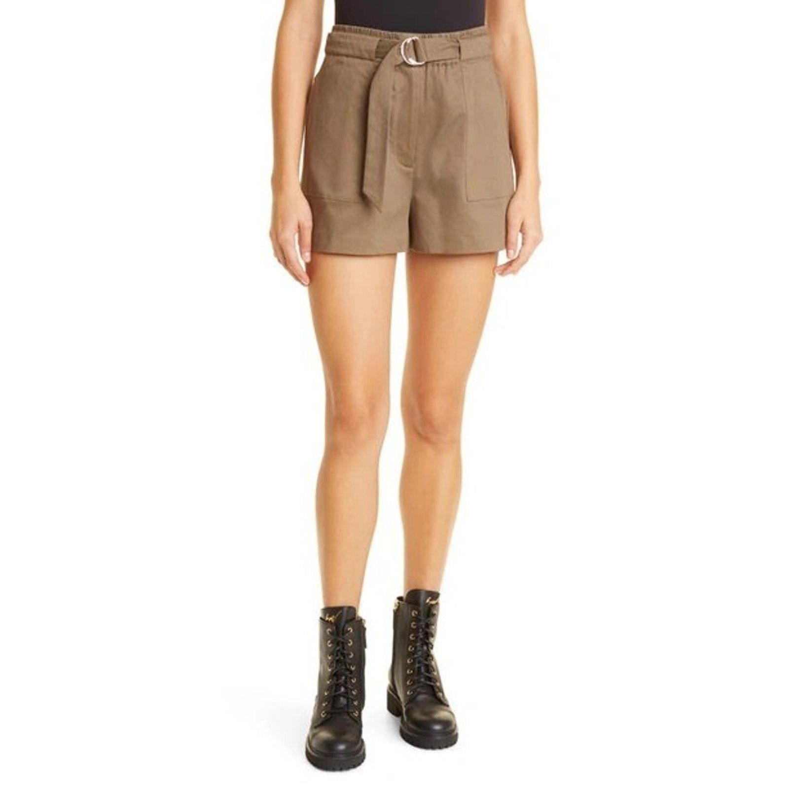 TED BAKER D Ring High Waisted Brown Short $225 Size 1