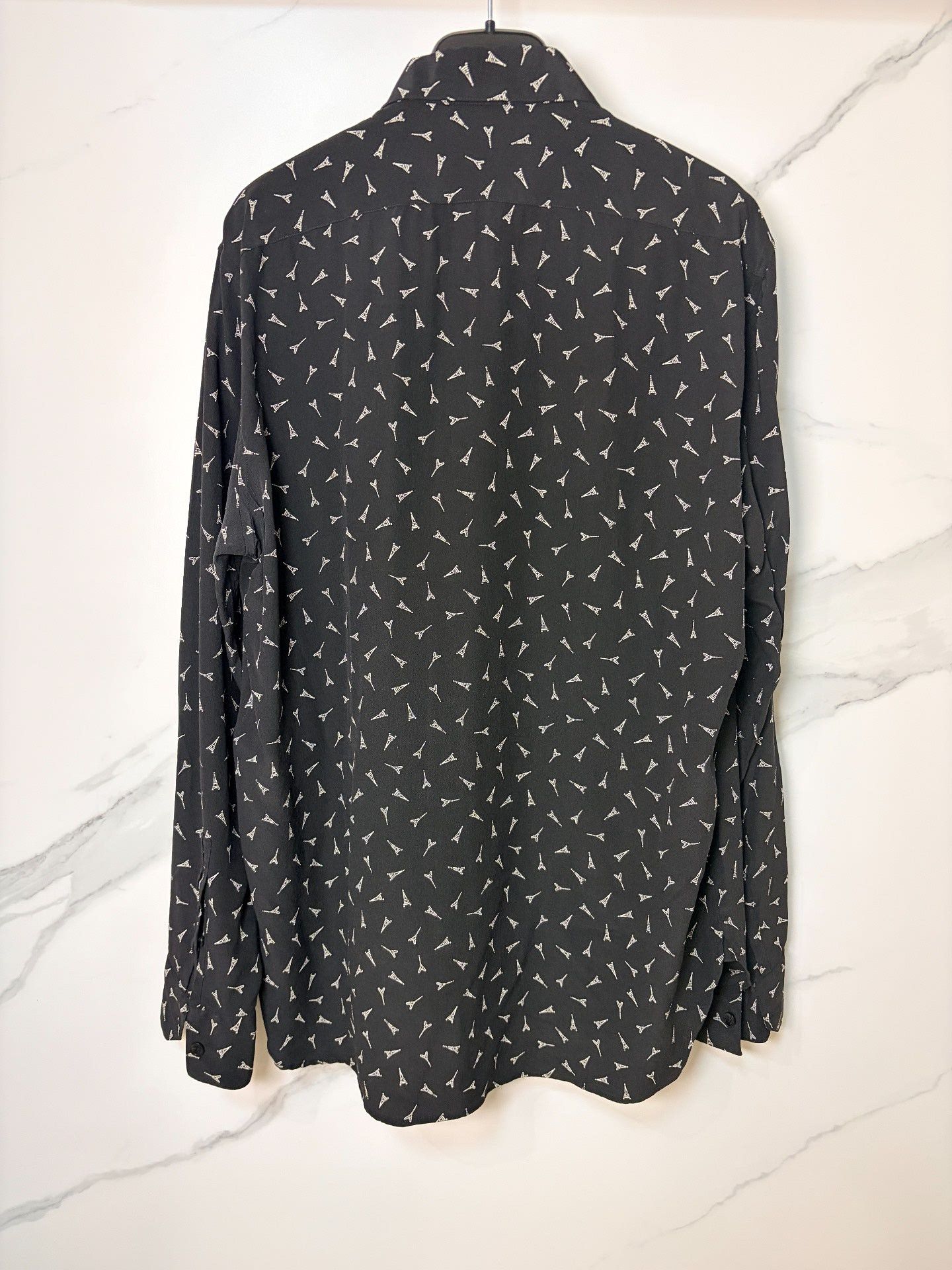 Saint Laurent Paris Saint Laurent FW19 Silk Eiffel Tower Shirt Size US XS / EU 42 / 0 - 2 Thumbnail