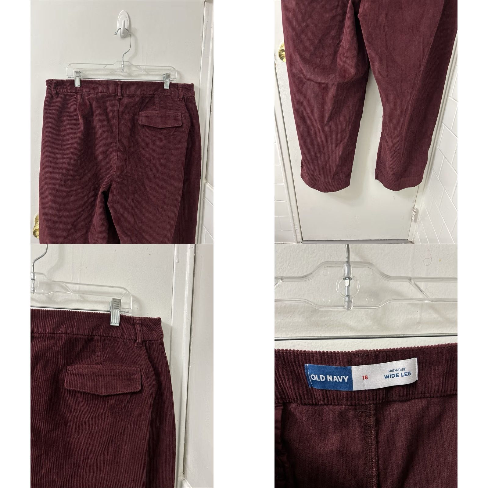 Old Navy Old Navy Womens Corduroy Pants Burgundy 16 Regular High Rise Wide-Leg NWT Size 38" / US 16 / IT 52 - 8 Thumbnail
