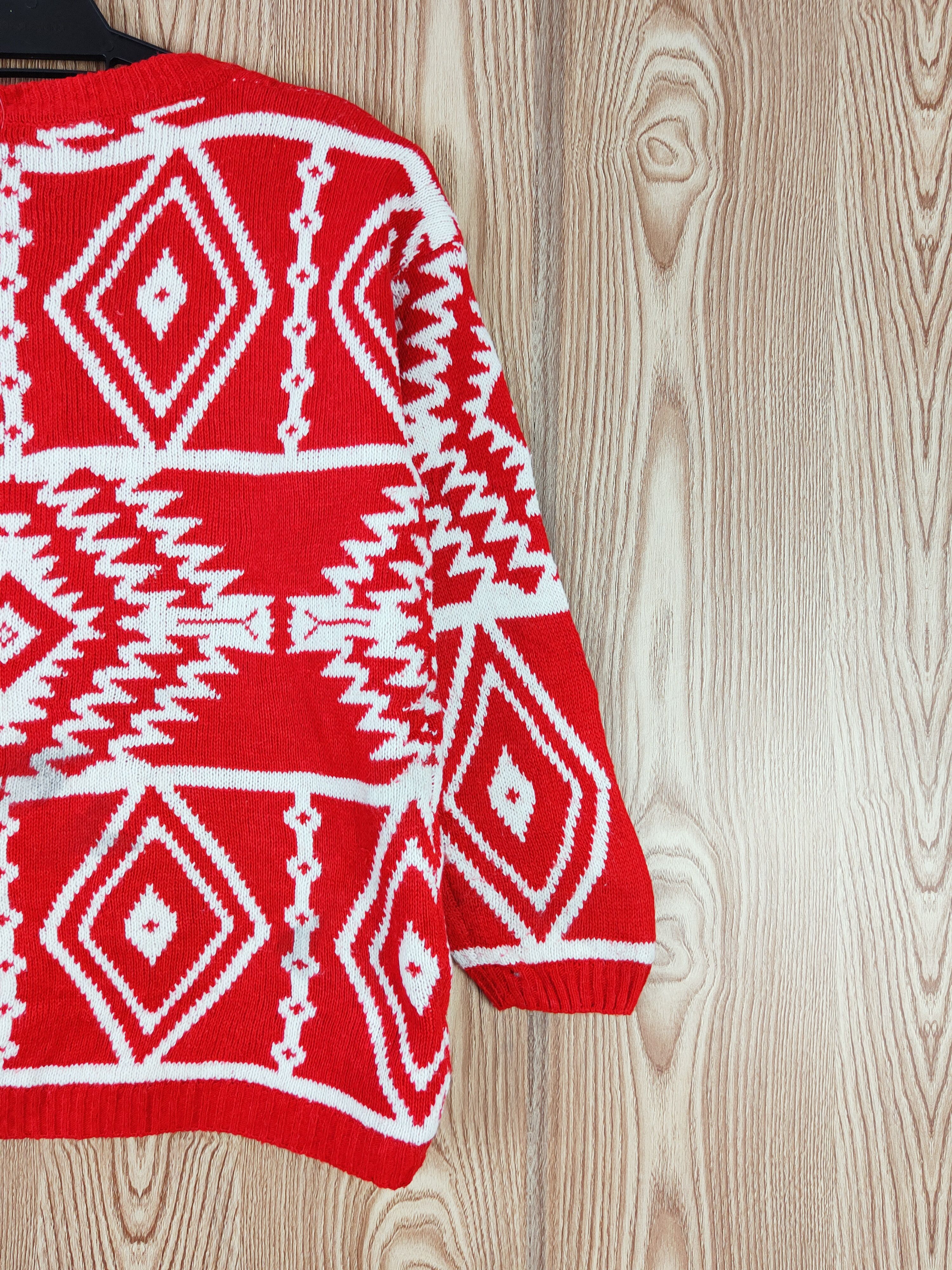 Japanese Brand Japan navajo art Red White Knitwear Sweatshirts #W554 Size US S / EU 44-46 / 1 - 9 Thumbnail