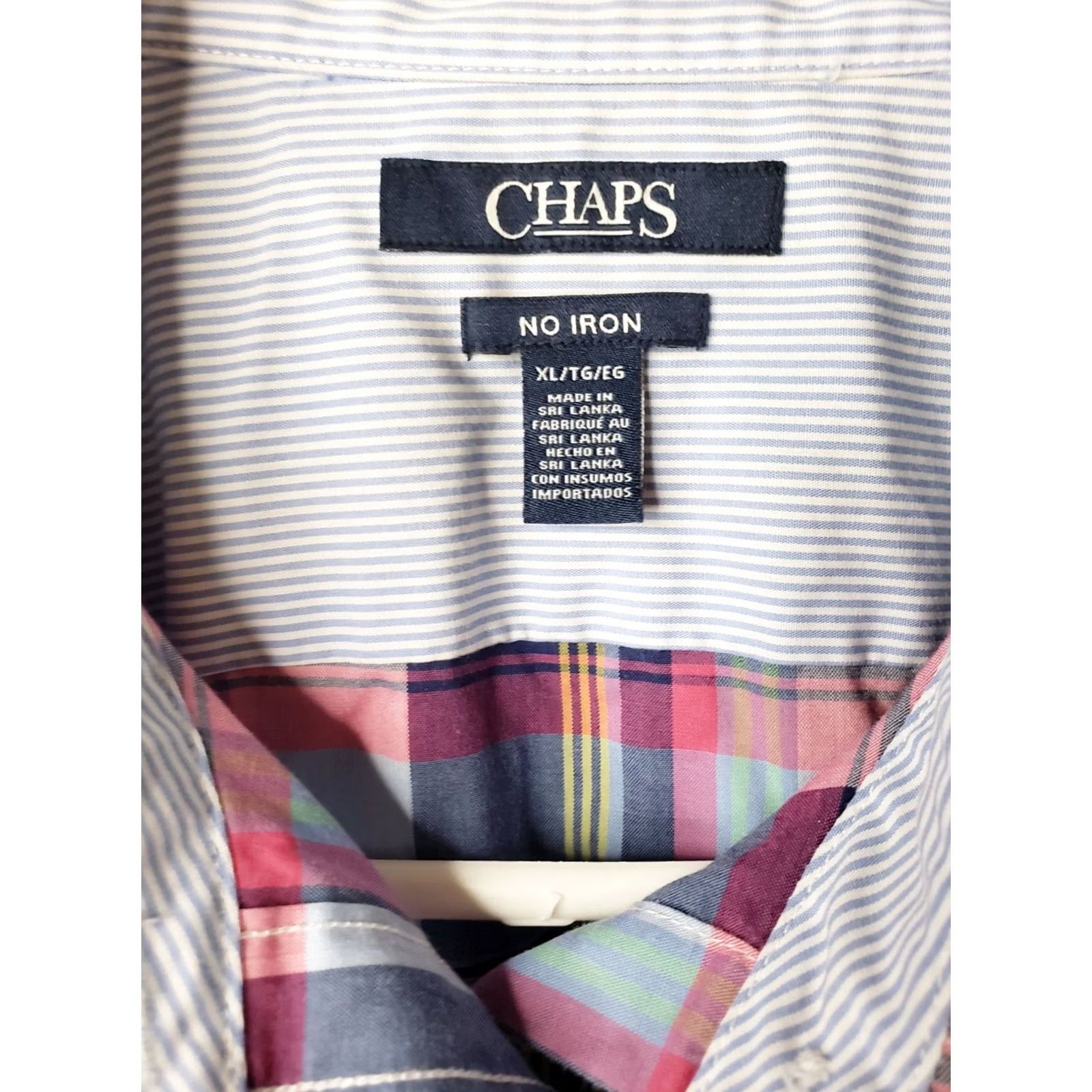 Chaps Chaps Men's XL No Iron Long Sleeve Shirt Button Down Multicolor Plaid Cotton Size US XL / EU 56 / 4 - 5 Thumbnail