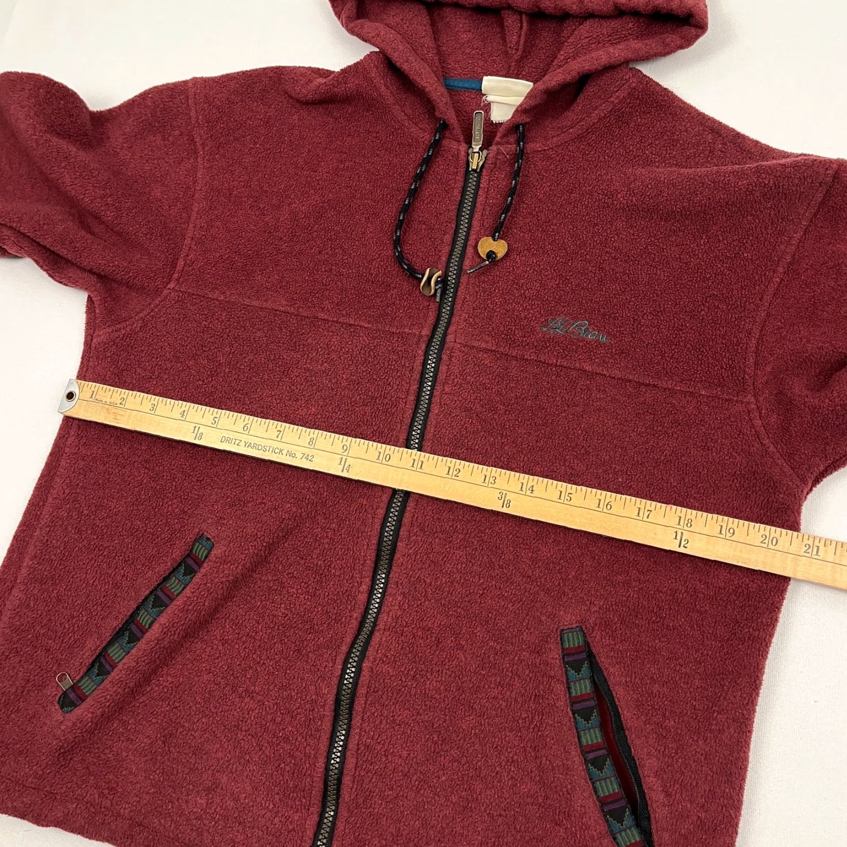 Vintage VTG L.L. Bean Jacket Womens L Red Fleece Aztec Trim Hooded Full Zip 80s 90s Shirt Mens Womens Girls Boys Size L / US 10 / IT 46 - 5 Thumbnail