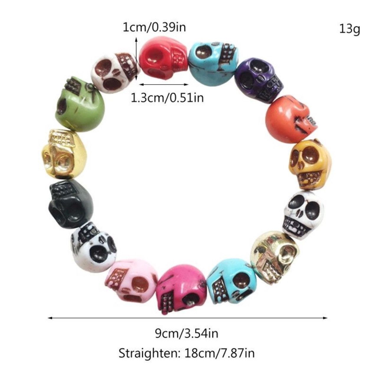 Jewelry Colorful Skull Bracelet Size ONE SIZE - 4 Thumbnail