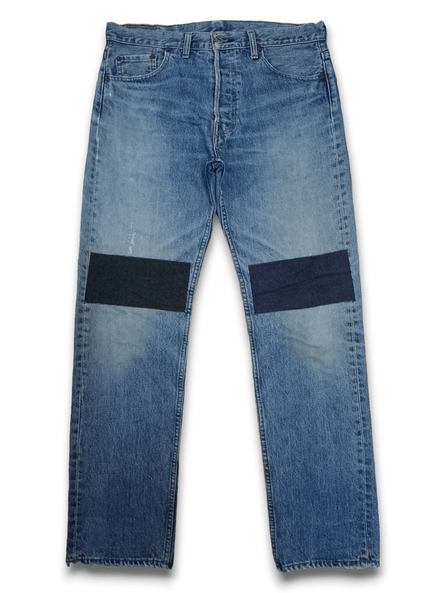 Denime Vintage Denime Japan Patched Distressed Loose Jeans 33x31 Size US 33 - 1 Thumbnail
