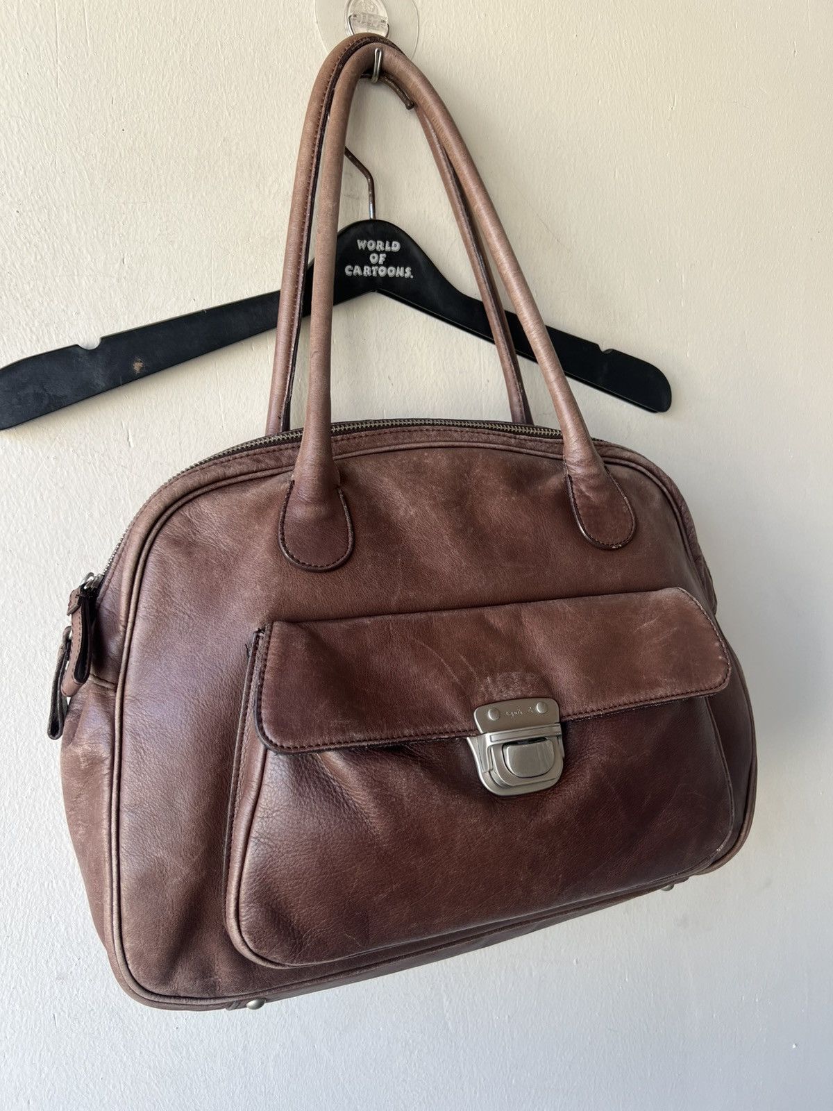 agnes b. Vintage Agnes B. Faded Patina Cow Leather Cargo Bag Size ONE SIZE - 19 Thumbnail