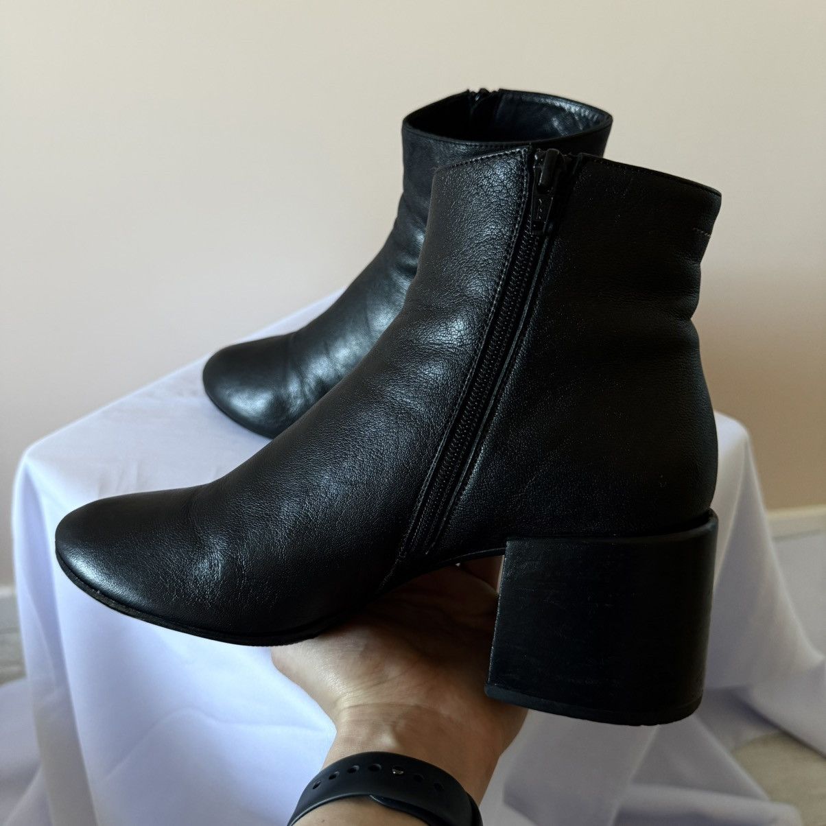 Maison Margiela Maison Margiela MM6 Leather Ankle Black Heels Boots Size US 10 / IT 40 - 5 Thumbnail