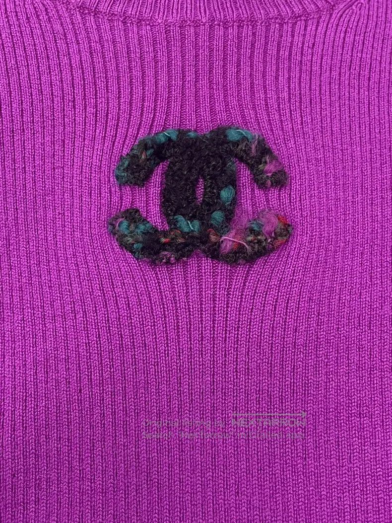 Chanel Chanel Purple double C wool knitted long sleeves Size XS / US 0-2 / IT 36-38 - 2 Thumbnail