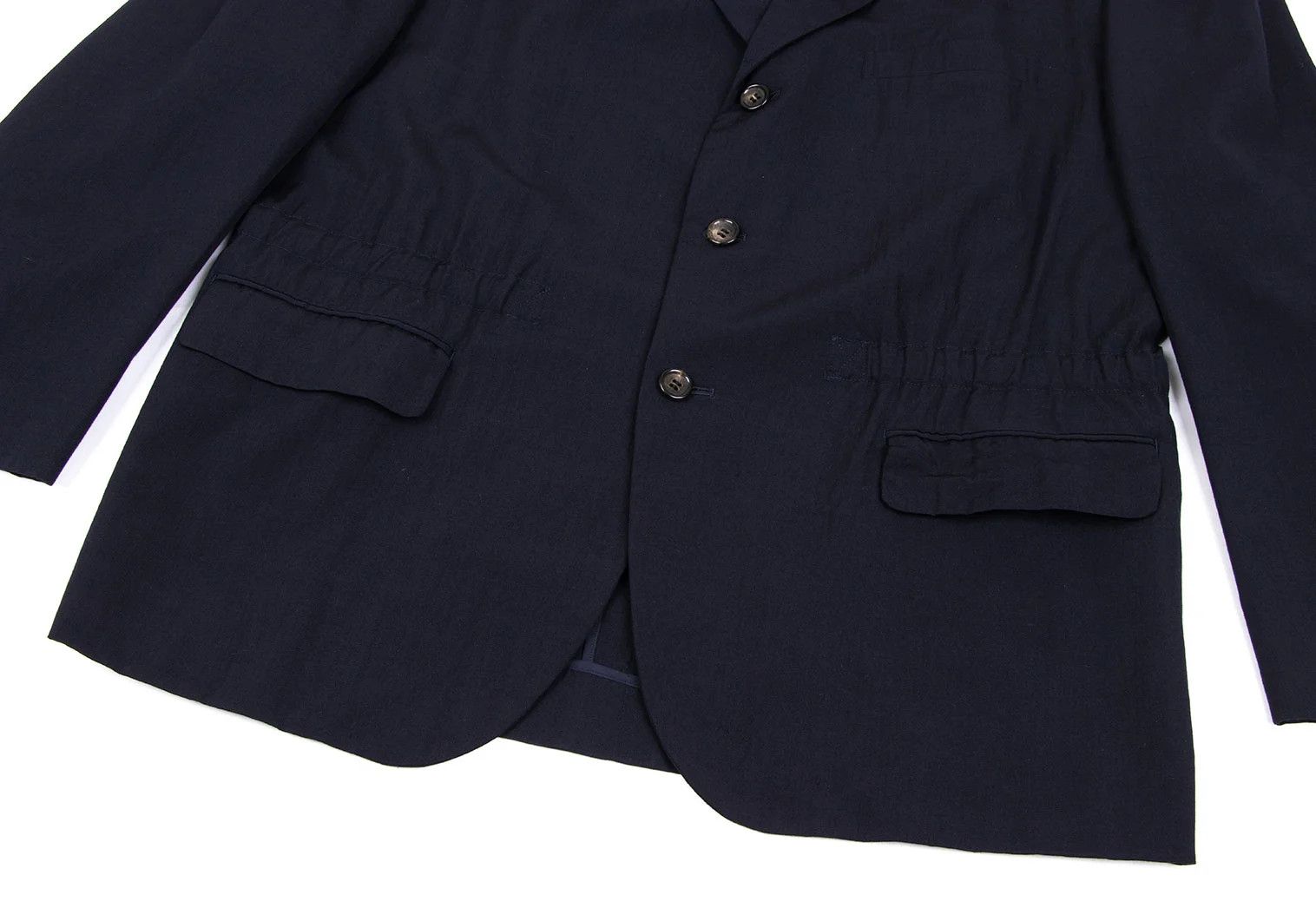 Comme des Garcons Homme Plus Wool Gabardine Gathered Jacket in Navy M Size US M / EU 48-50 / 2 - 9 Thumbnail