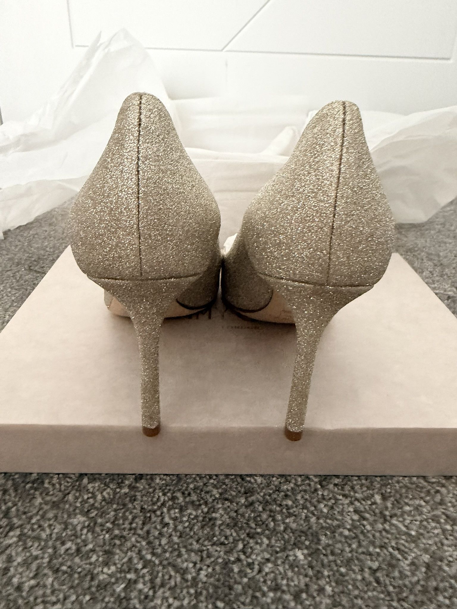 Jimmy Choo JIMMY CHOO Romy 85mm Platinum Ice Glittered Pumps New Size US 8.5 / IT 38.5 - 5 Thumbnail