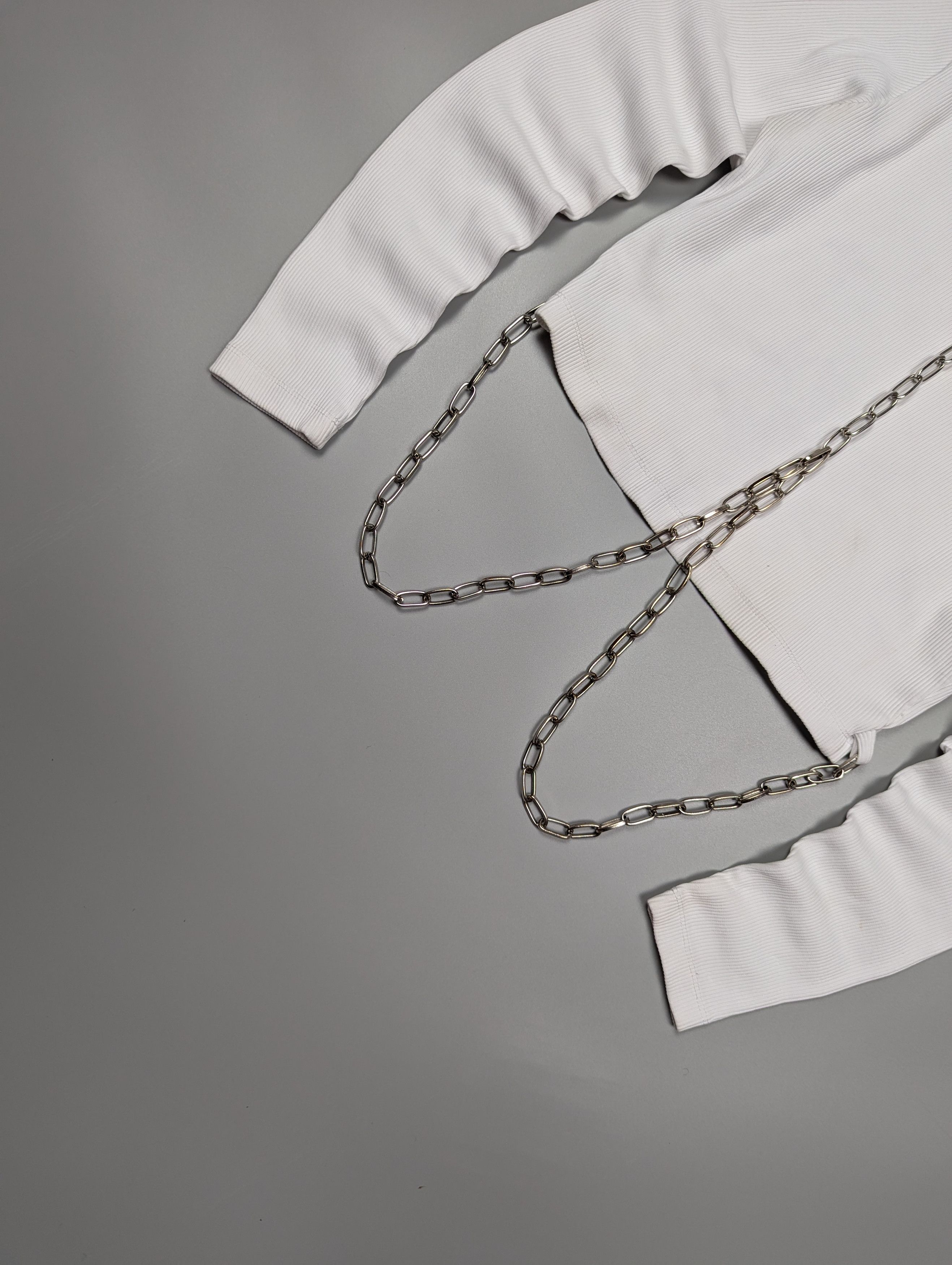 The Ragged Priest The Ragged Priest Ribbed Chain Crop Top M – White Y2K Grunge Size M / US 6-8 / IT 42-44 - 4 Thumbnail