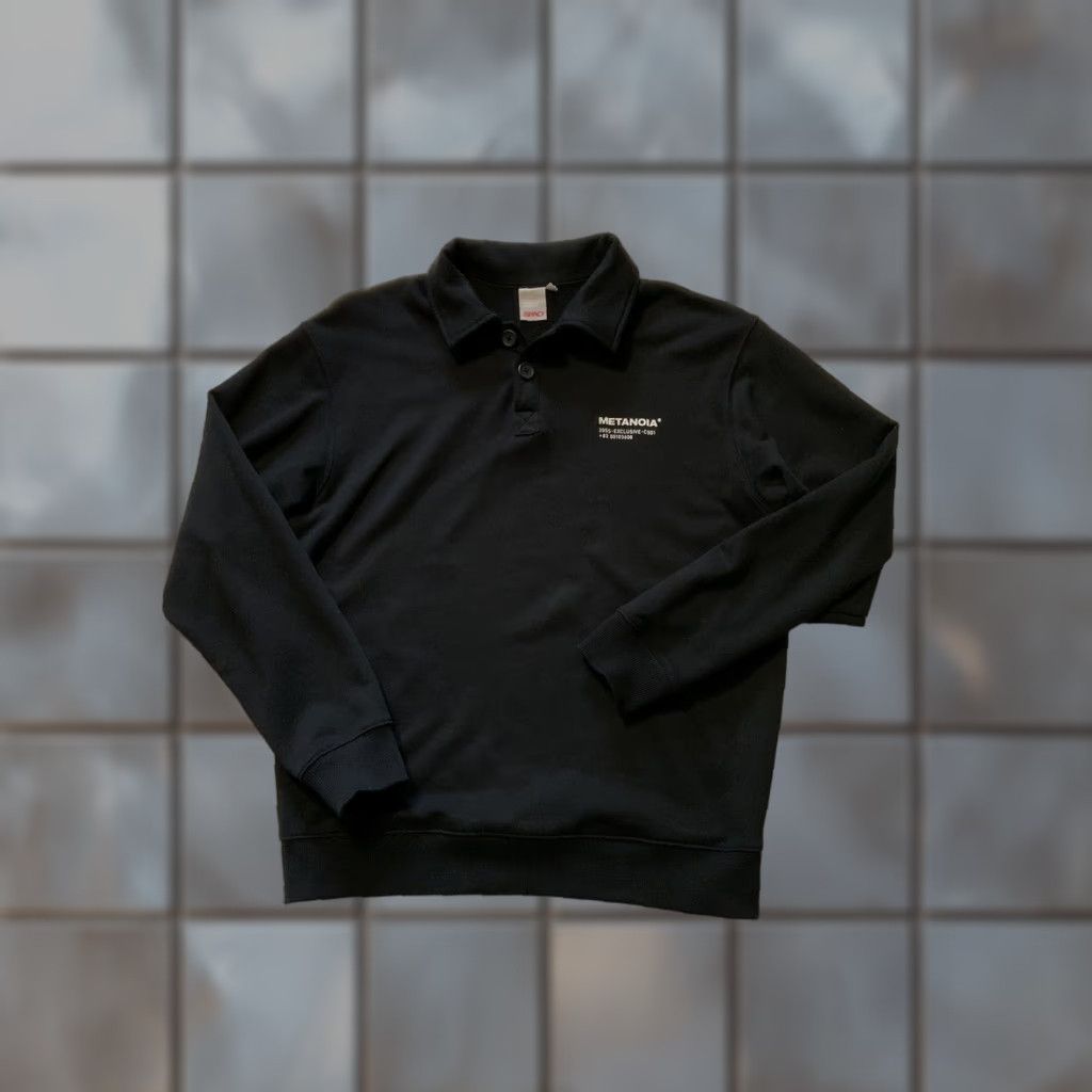 Vintage VINTAGE SPAO Metanoia Exclusive French Terry Fleece Black Rugby Pullover Sweatshirt Sz.M Mens Size US M / EU 48-50 / 2 - 1 Thumbnail