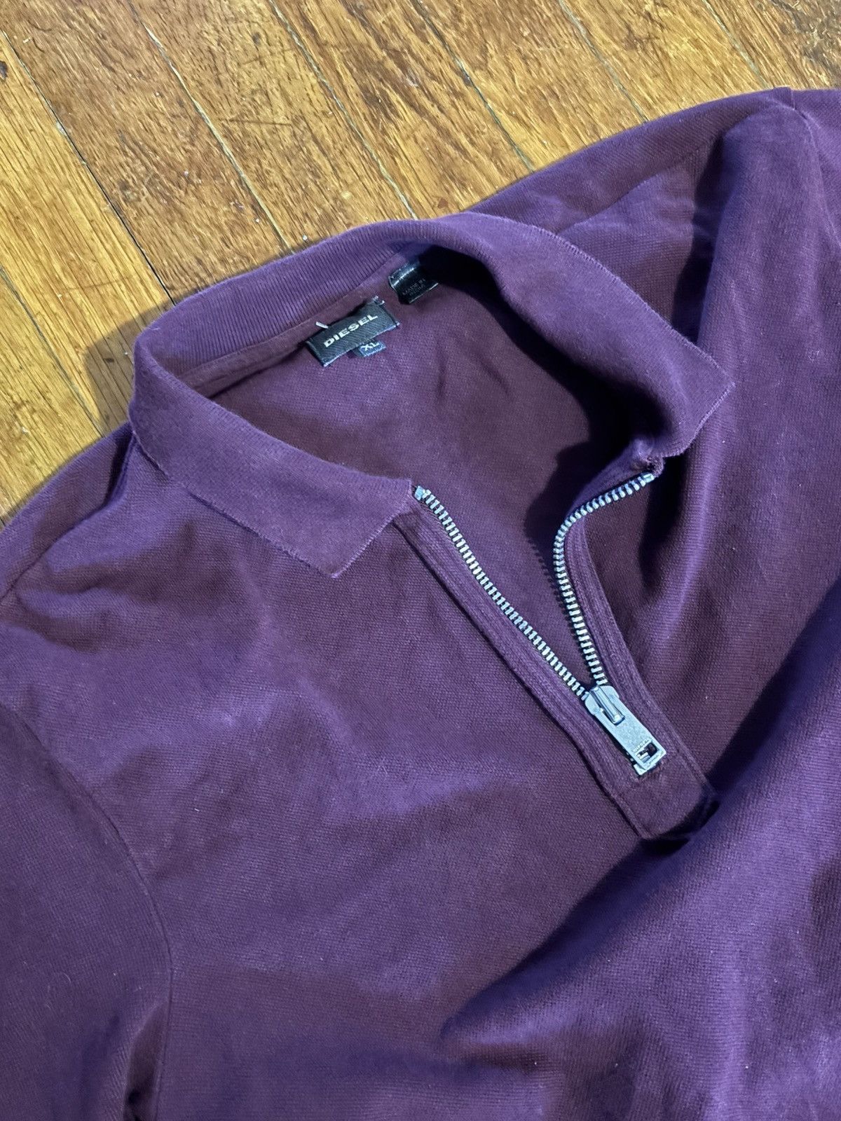 Diesel vintage Diesel burgundy cotton 1/3 zip polo shirt Size US XL / EU 56 / 4 - 2 Thumbnail