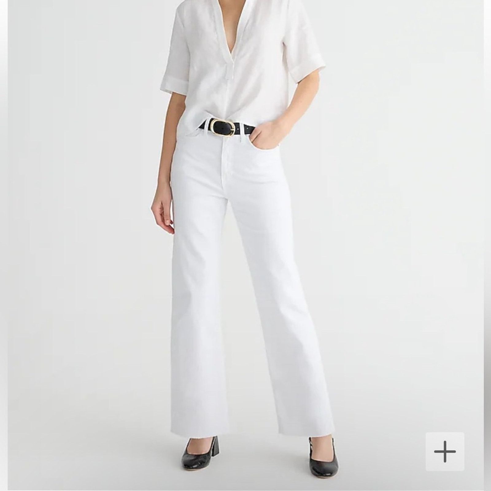 J.Crew J. Crew Slim Wide-Leg High Rise Raw Hem Jeans in White Wash Size 32" / US 10 / IT 46 - 1 Thumbnail