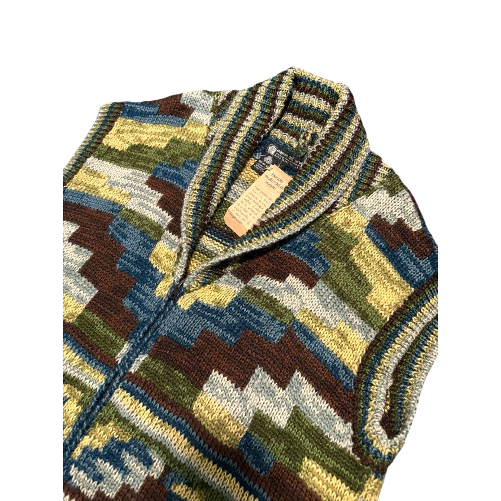 Vintage VINTAGE Manos Del Uruguay Cardigan Best Zip Wool Sweater L GEOMETRIC Design NWT Women Vest Brown 100% Wool Knit Open Collarless Regular Fit Size L / US 10 / IT 46 - 5 Thumbnail