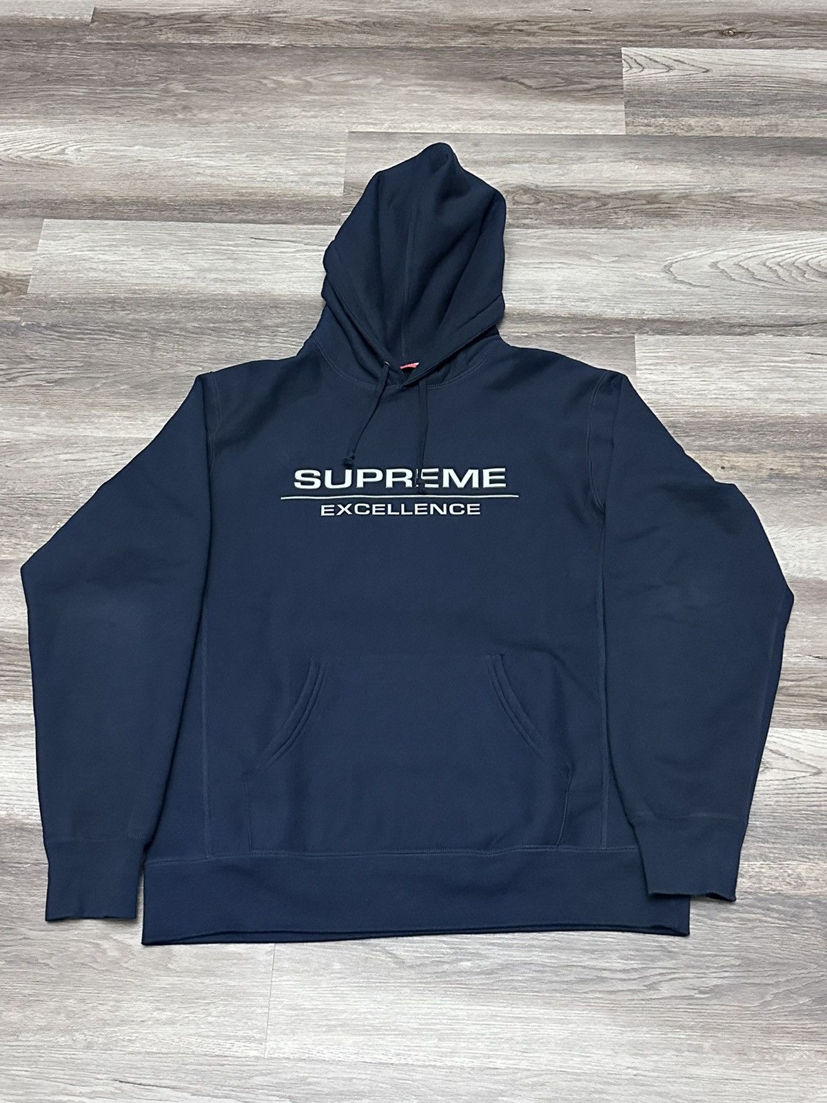 image of Supreme Reflective Excellence Hooded Sweatshirt in Navy, Men's (Size XL)