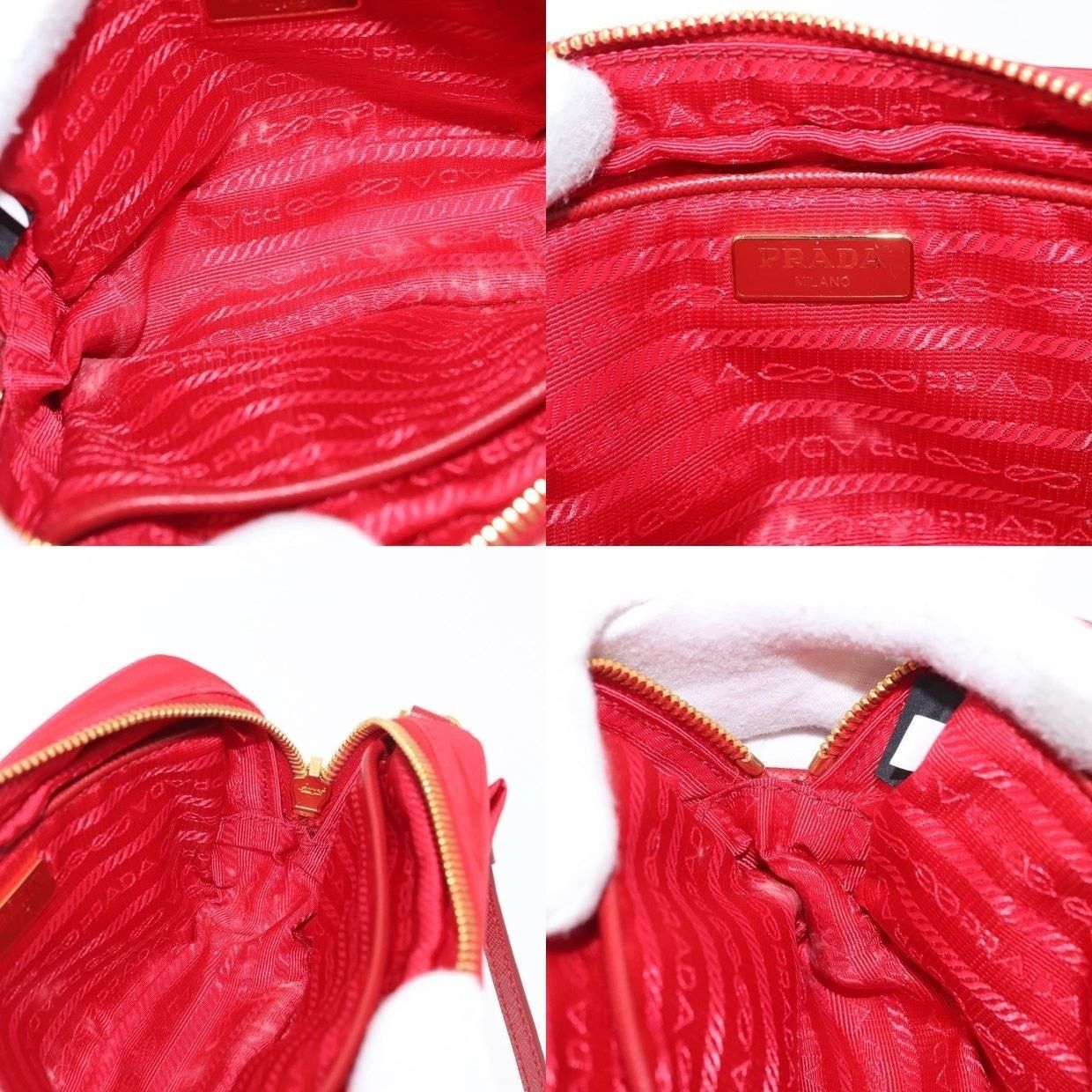 Prada Prada Nylon Shoulder Bag Red Size ONE SIZE - 14 Thumbnail
