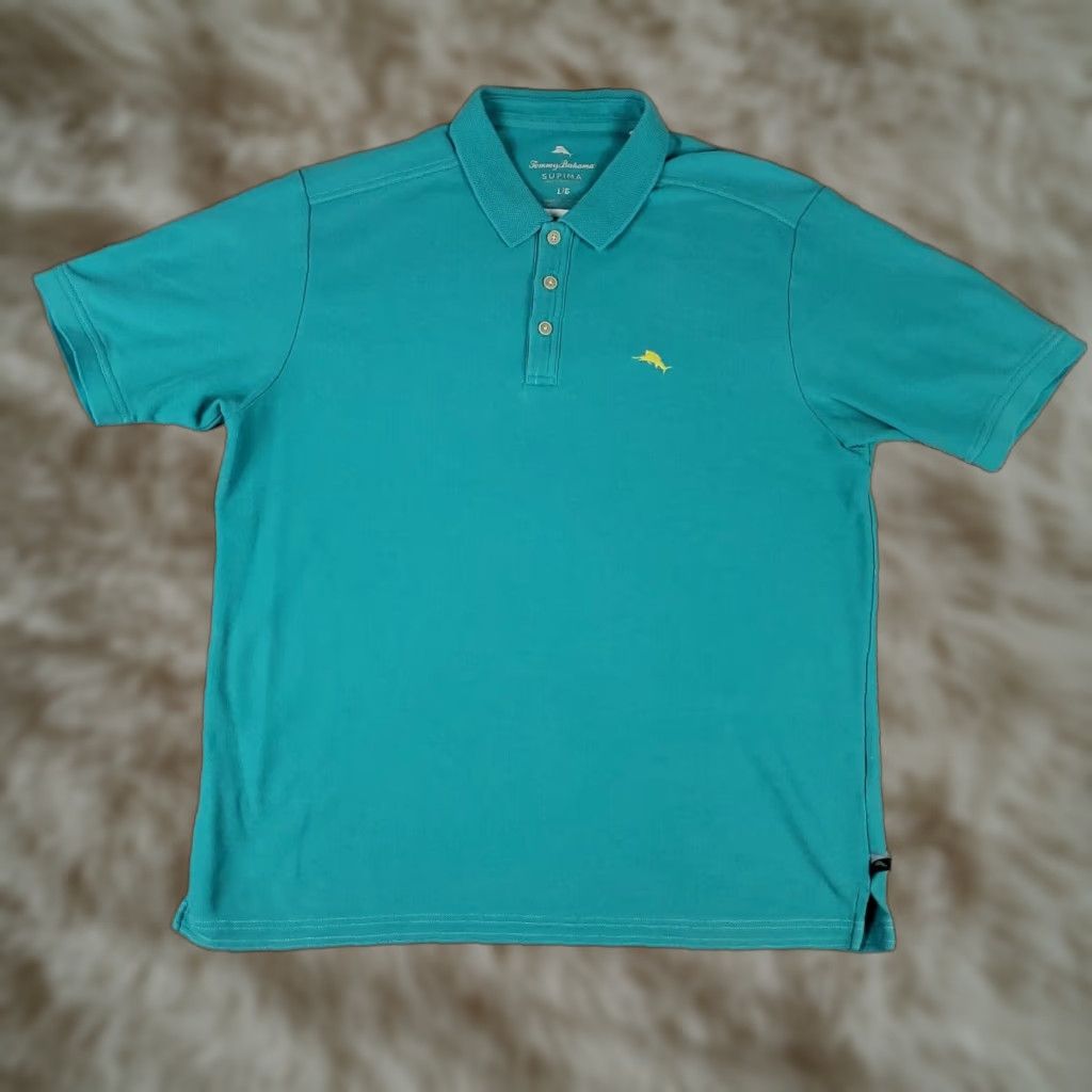 Tommy Bahama Tommy Bahama Polo Shirt Men's Large Blue Solid Casual Short Sleeve Activewear Size US L / EU 52-54 / 3 - 1 Thumbnail