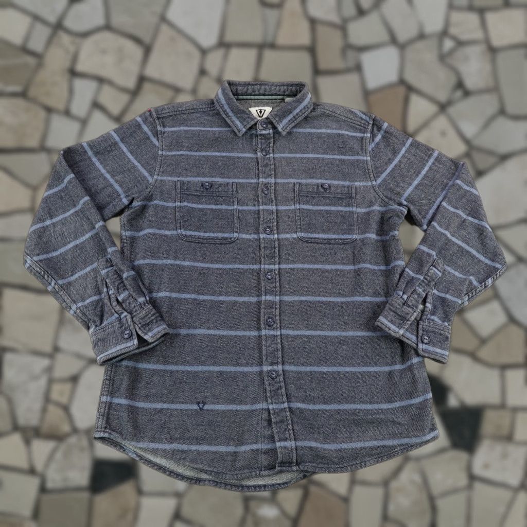 Vissla VISSLA Mens Shirt Casual Long Sleeve Flannel Button-Up Cotton Blue Stripes 90s Outdoor Surfing Surf Wear M Size US M / EU 48-50 / 2 - 1 Thumbnail