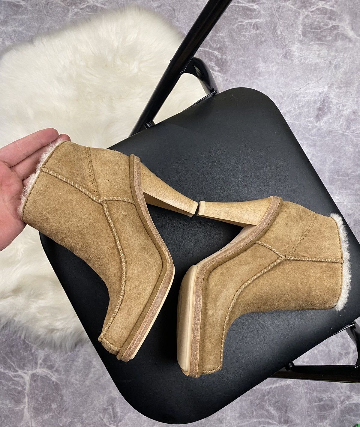 Eckhaus Latta Ugg X Eckhaus Latta Beige Square Toe Heel Boots Size: 37 Size US 7 / IT 37 - 6 Thumbnail