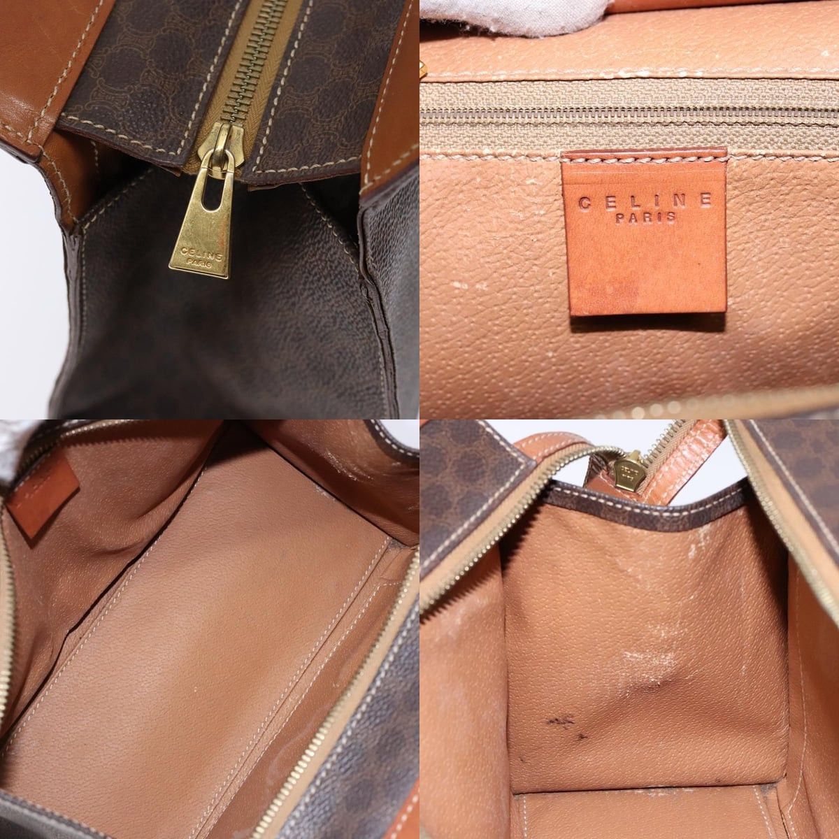 Celine CELINE Macadam Canvas Hand Bag Pvc Leather Brown Gold Size ONE SIZE - 11 Thumbnail