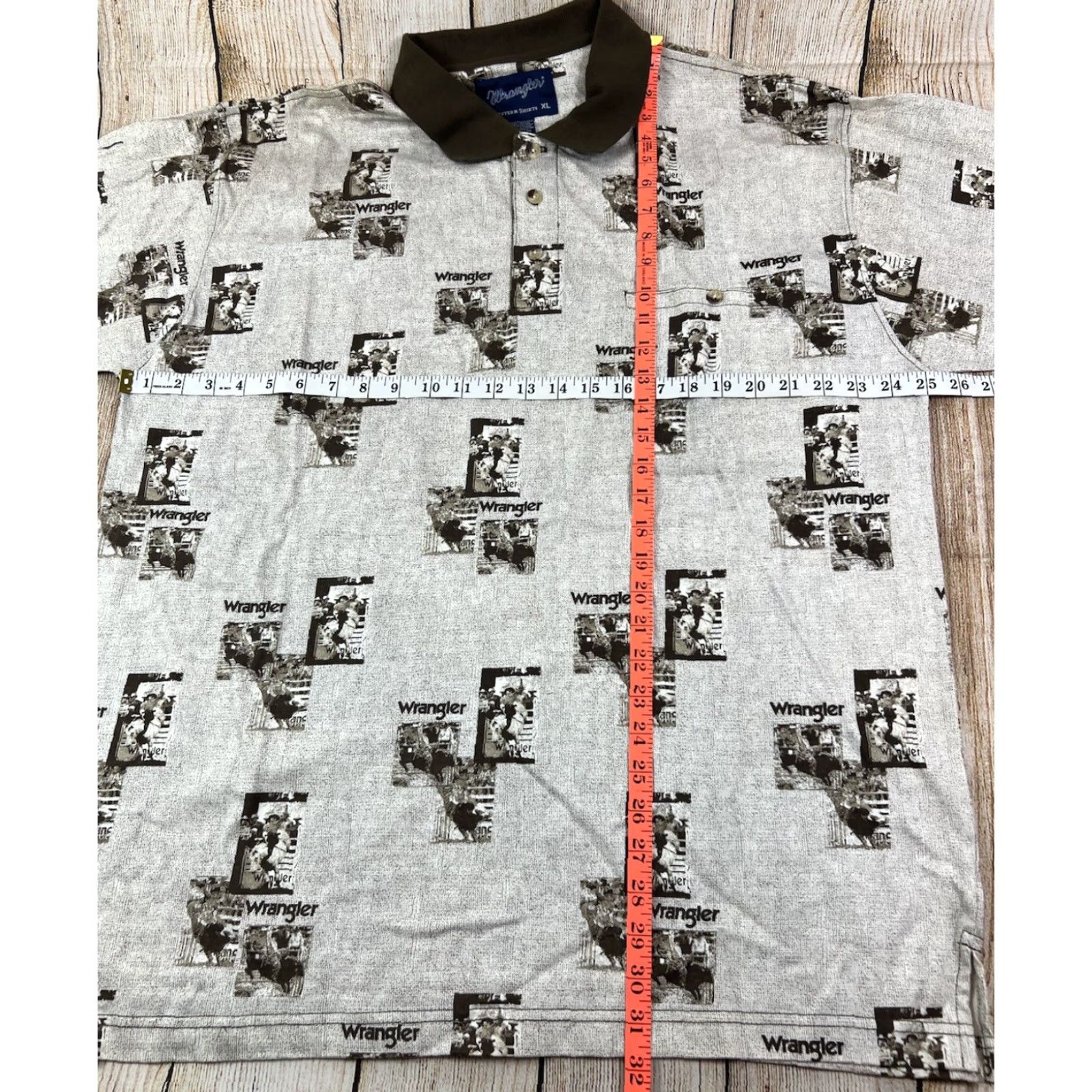 Wrangler VINTAGE Wrangler Shirt Mens Western Bull Riding AOP Short Sleeve Button-Up Brown XL Size Mens Size US XL / EU 56 / 4 - 5 Thumbnail