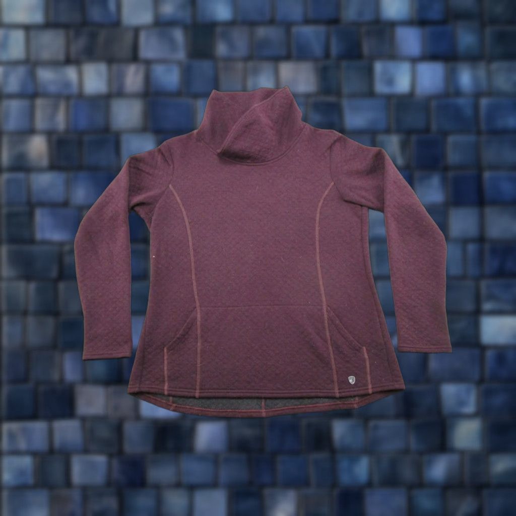 Vintage Kuhl L Athena Womens L Maroon Quilted Cowl Neck Pullover Pockets Style 4214 Read Size L / US 10 / IT 46 - 1 Thumbnail