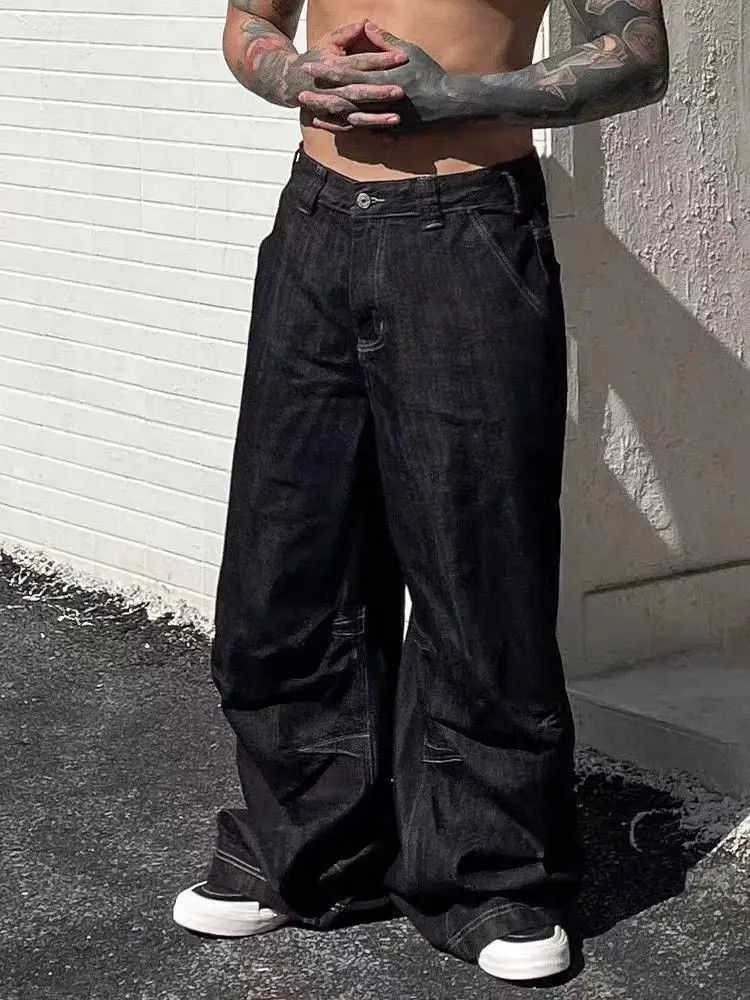 Designer × Japanese Brand Retro black street heavy baggy jeans Size US 32 / EU 48 - 1 Thumbnail