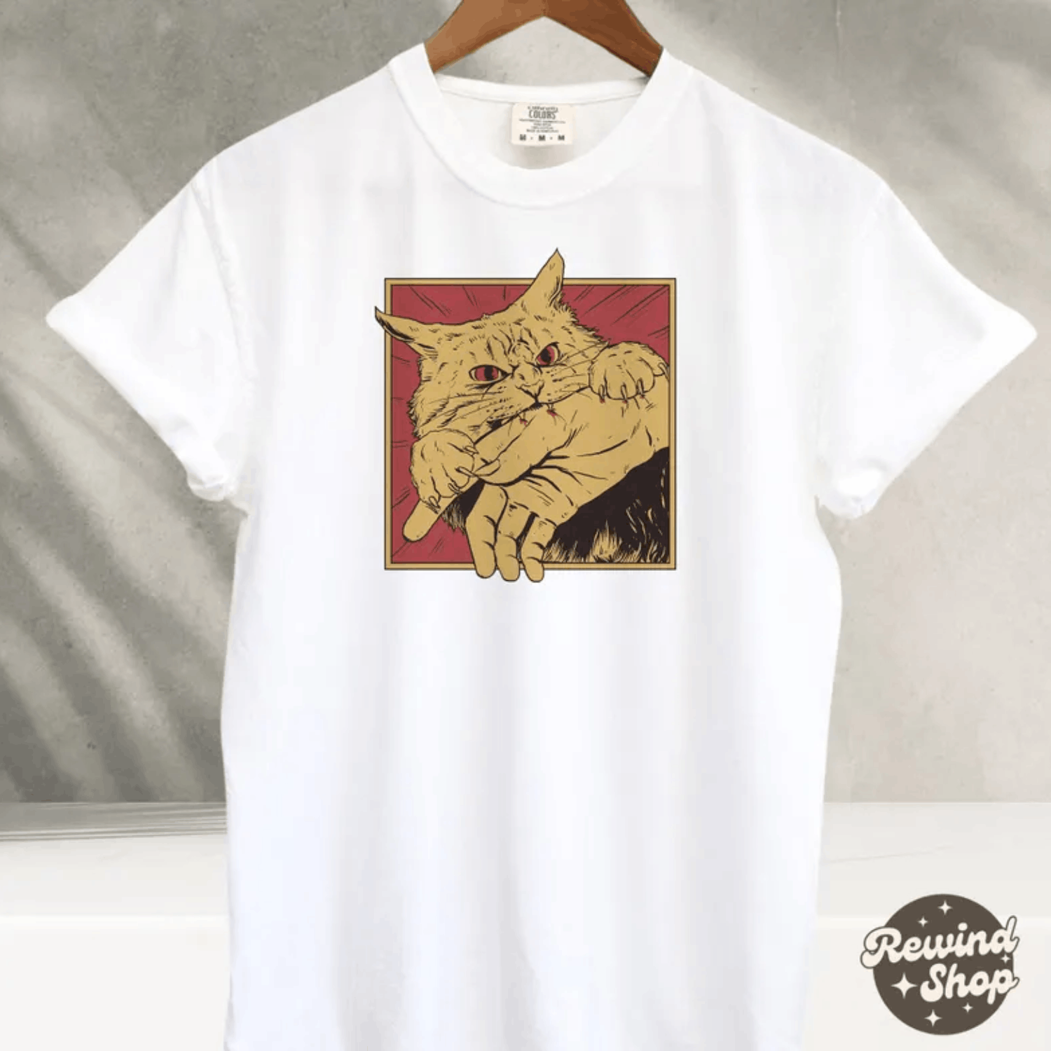 Japanese Brand Vintage Cat Bite Shirt, Japanese Horror Anime TShirt Size US L / EU 52-54 / 3 - 1 Thumbnail