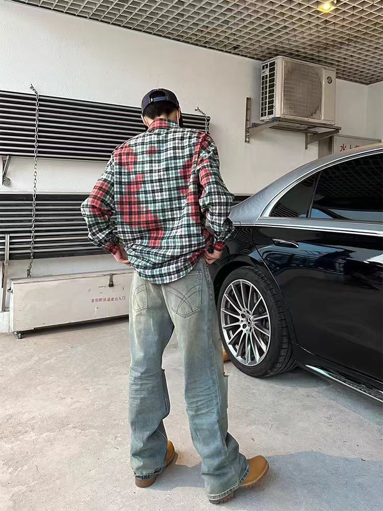 Designer × Jean × Vintage Dirty Dye Washed Ripped Straight Leg Jeans Size US 34 / EU 50 - 1 Thumbnail