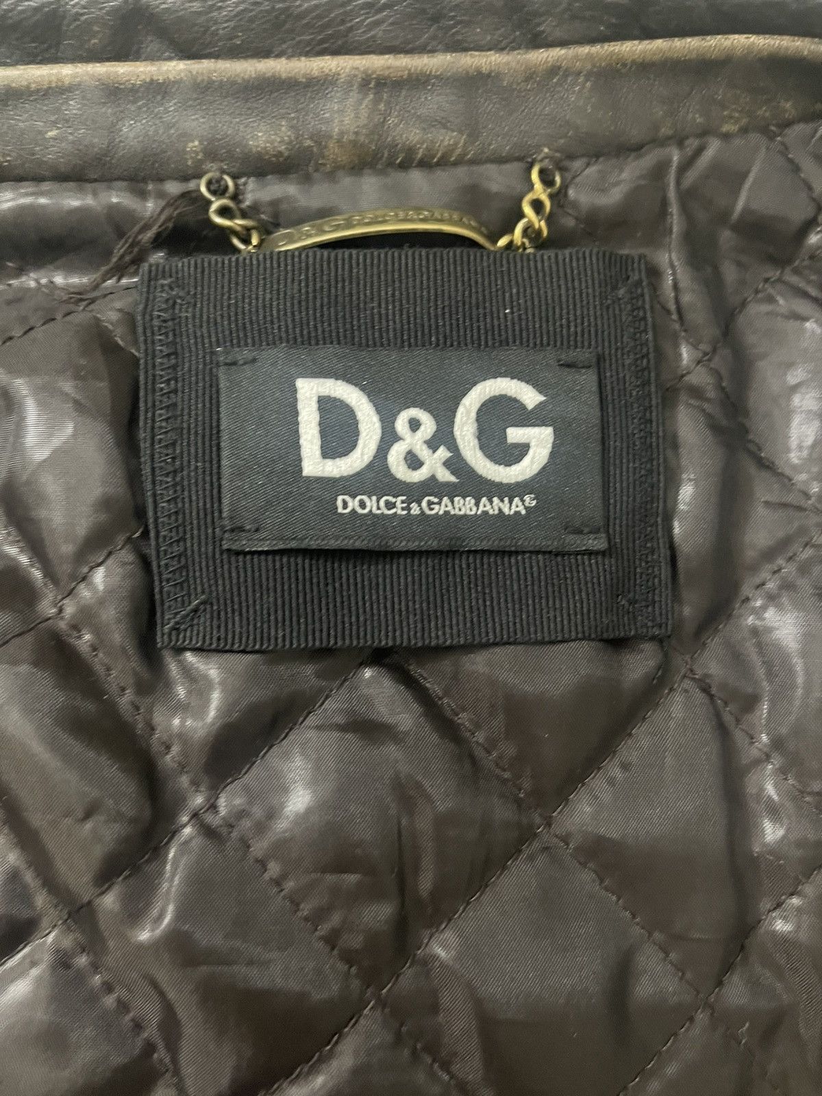 Dolce & Gabbana Dolce & Gabbana Brown Patina Effect Leather Biker Jacket Size US M / EU 48-50 / 2 - 4 Thumbnail