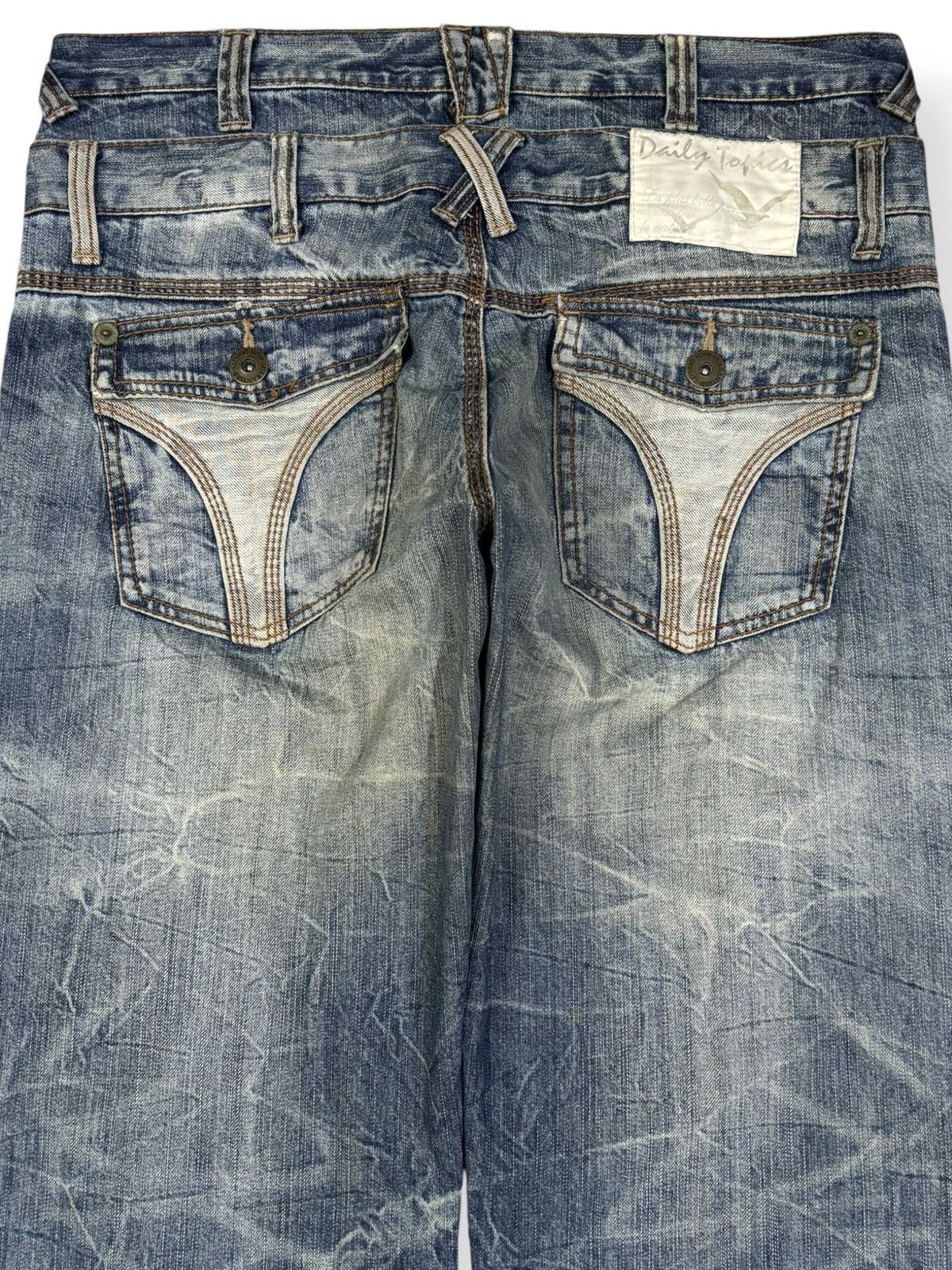 Beauty Beast Japanese Brand Double Waist Cracked Mud Wash Baggy Jeans Size US 34 / EU 50 - 9 Thumbnail