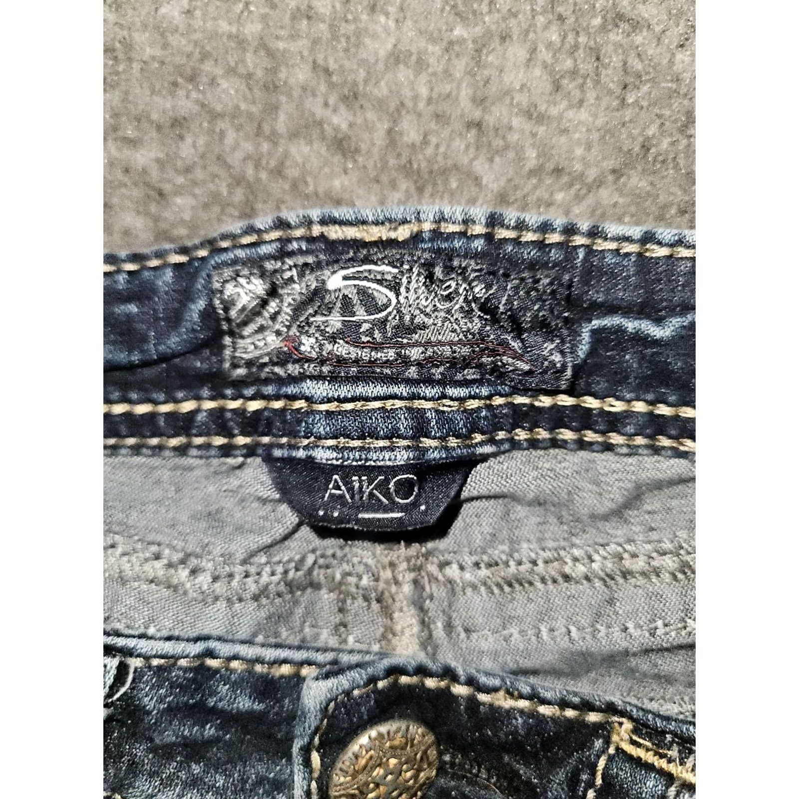 Silver Jeans Co. VINTAGE Silver Jeans Aiko Bootcut Jeans Women 27x33 Blue Embroidered Pockets Slim Distressed Easy Care 90s City Hipster Logo Women's Jeans Size 27" / US 4 / IT 40 - 2 Thumbnail