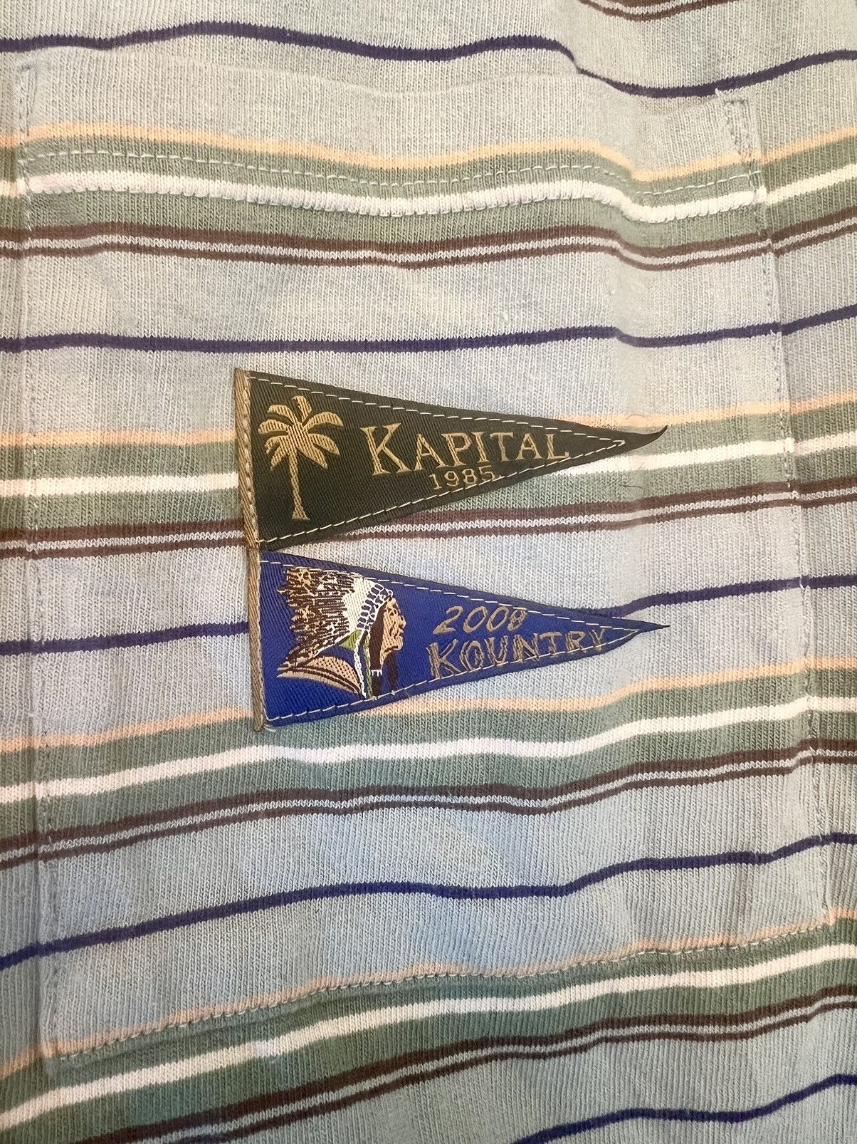 image of Kapital Kountry Green Striped, Men's (Size XL)