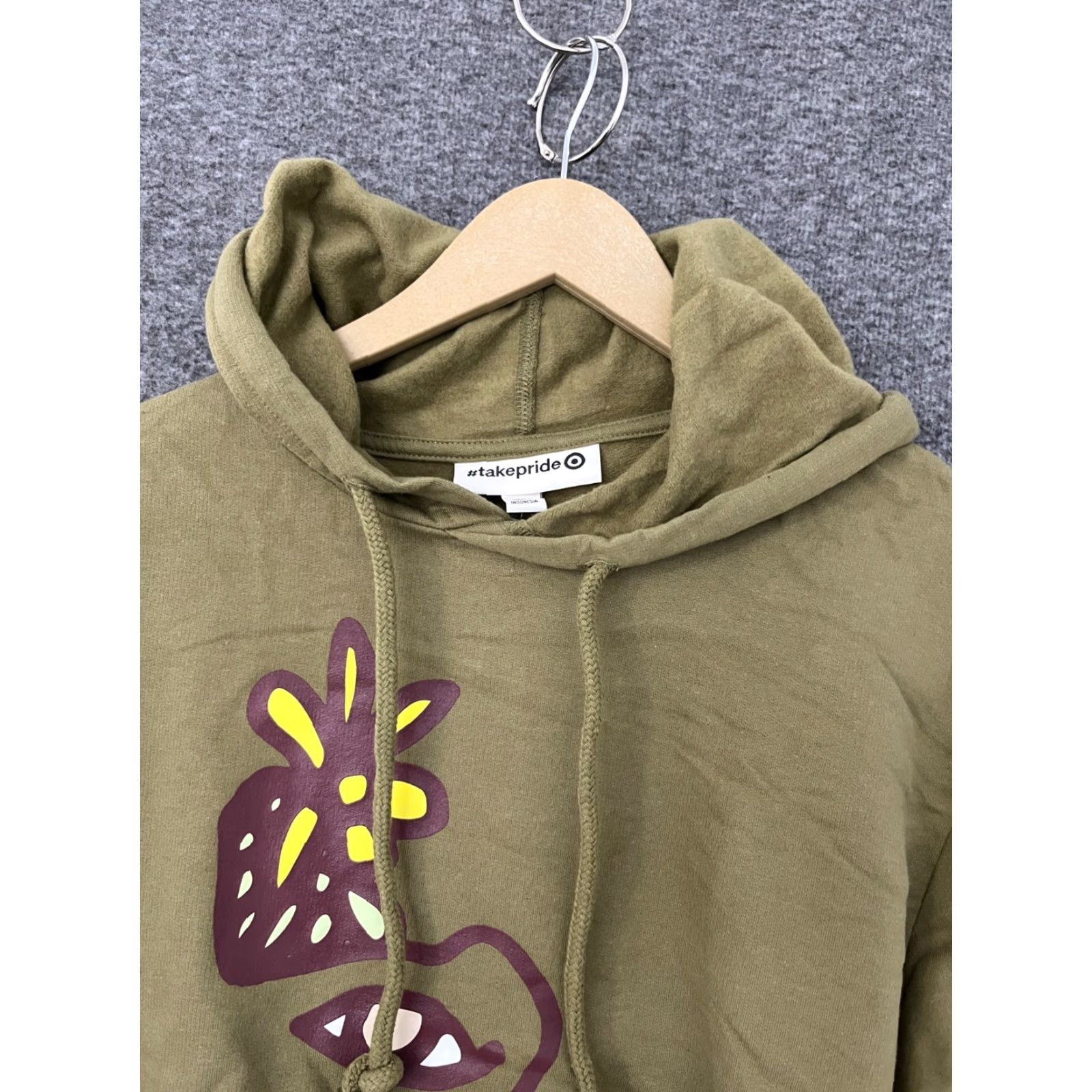 Olive takePride Adult Hoodie Green Cropped Long Sleeve Pullover Hooded Graphic Print Pride Flower 1990s Mens Womens Girls Boys Size S / US 4 / IT 40 - 3 Thumbnail