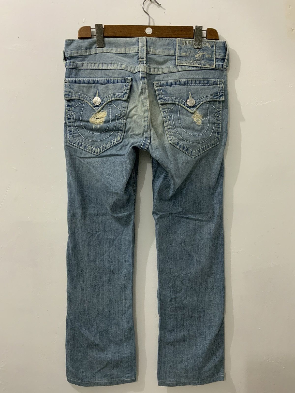 True Religion True Religion Distressed Acid Wash Fade Jeans Size US 33 - 2 Thumbnail