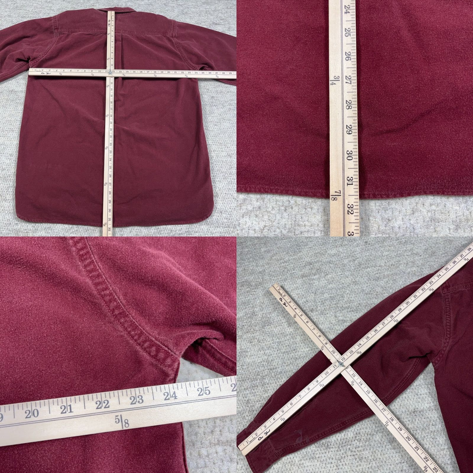 Vintage VINTAGE LL Bean Shirt Men Large Tall Maroon Button Up Chamois Thick Heavy Cloth Size US L / EU 52-54 / 3 - 8 Thumbnail