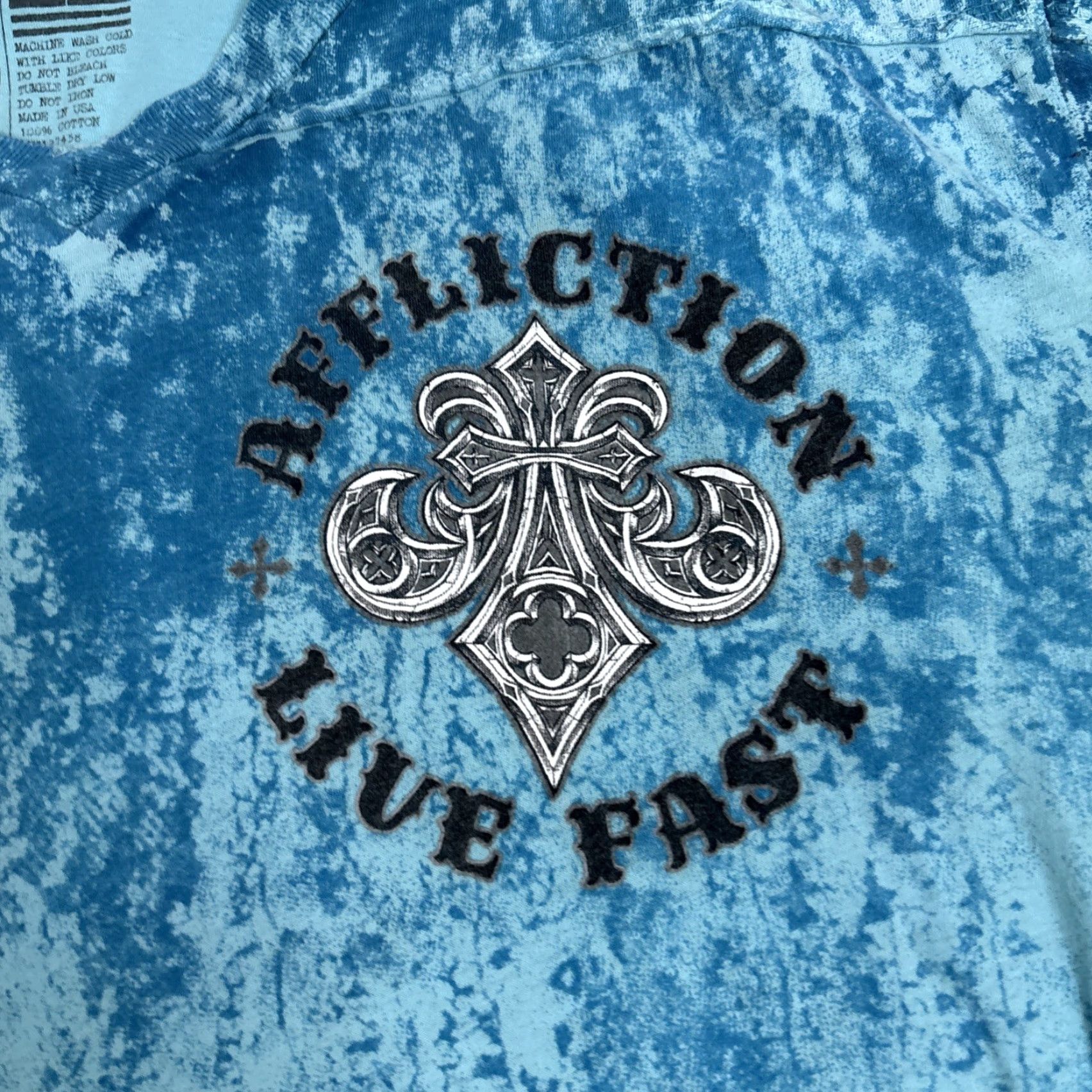 Affliction Affliction Live Fast T-Shirt Adult XL Short Sleeve Light Blue Grunge Y2K Logo Mens Size US XL / EU 56 / 4 - 5 Thumbnail