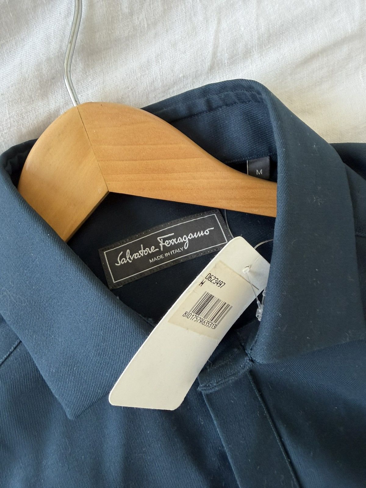 Salvatore Ferragamo Navy 100% wool button up shirt - Ferragamo Size US M / EU 48-50 / 2 - 4 Thumbnail