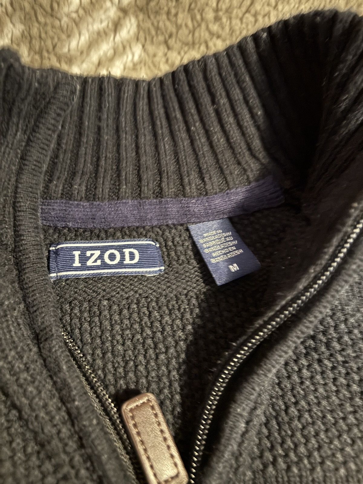 Izod Black Knit Quarter Zip striped Size US M / EU 48-50 / 2 - 4 Thumbnail