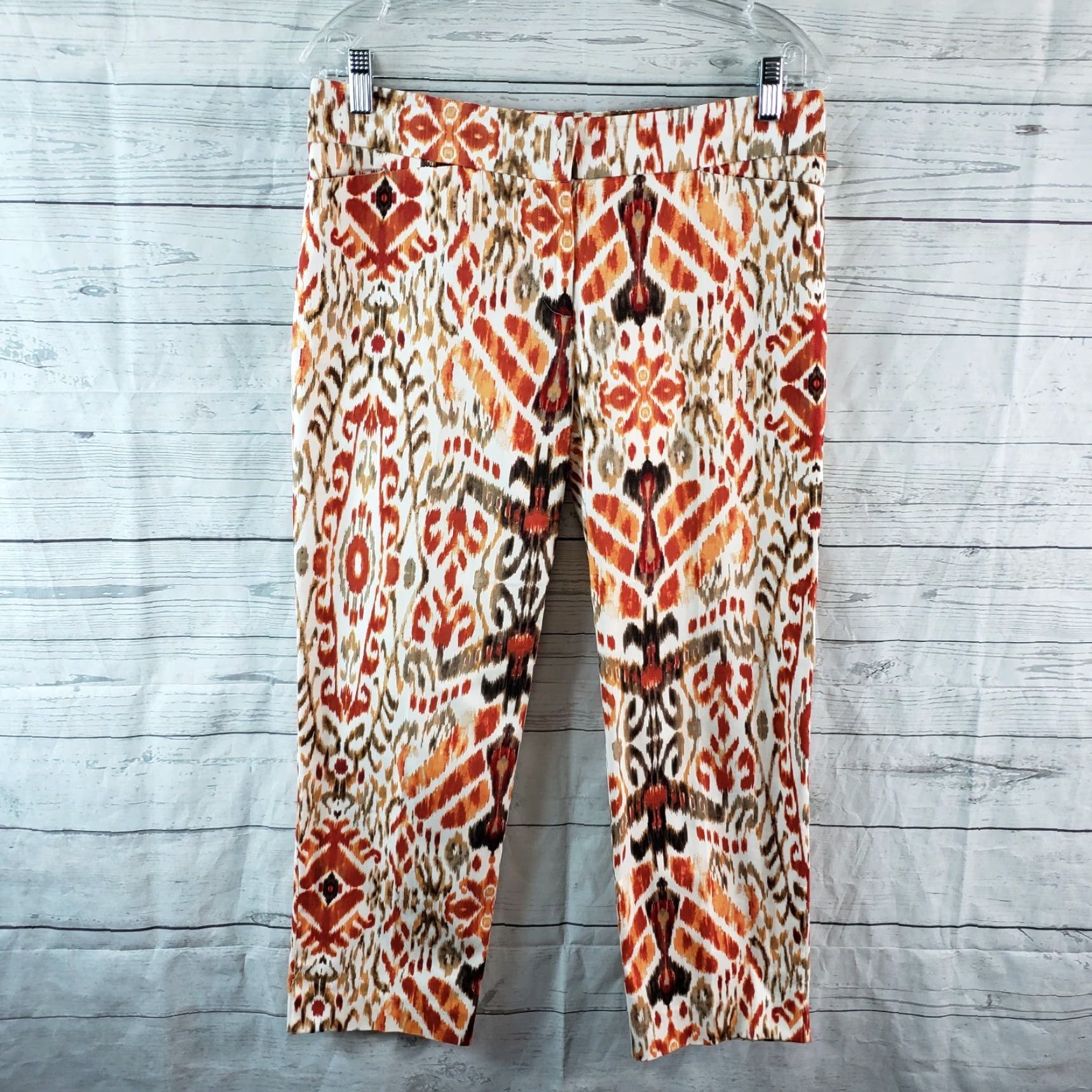 Vintage Chicos Womens Cropped Pants Sz 4 Orange Red Mid Rise Cotton Blend Pants Women Cropped 24 Inseam Mens Womens Size 27" / US 4 / IT 40 - 2 Thumbnail